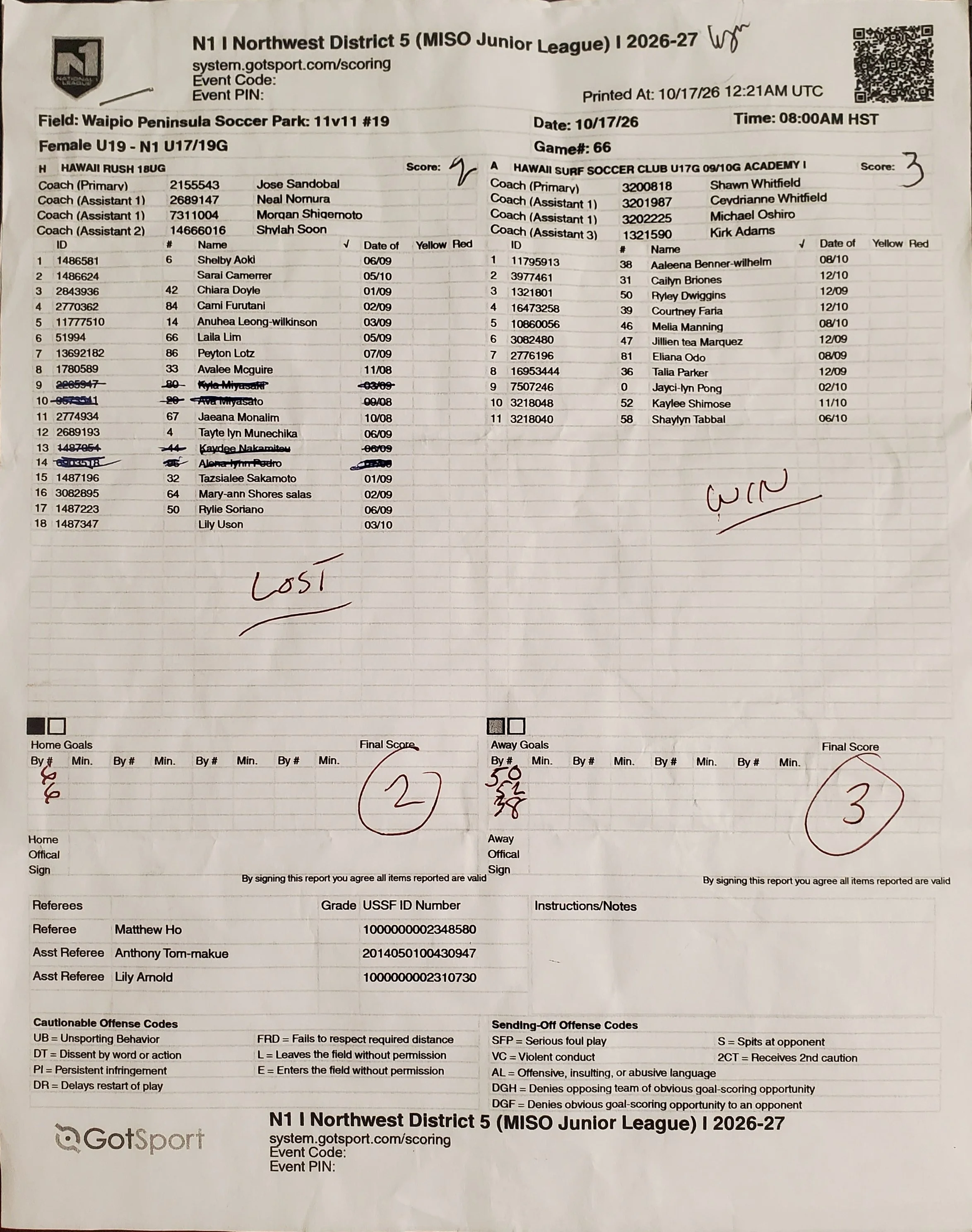 N1 U17/19G Game 66