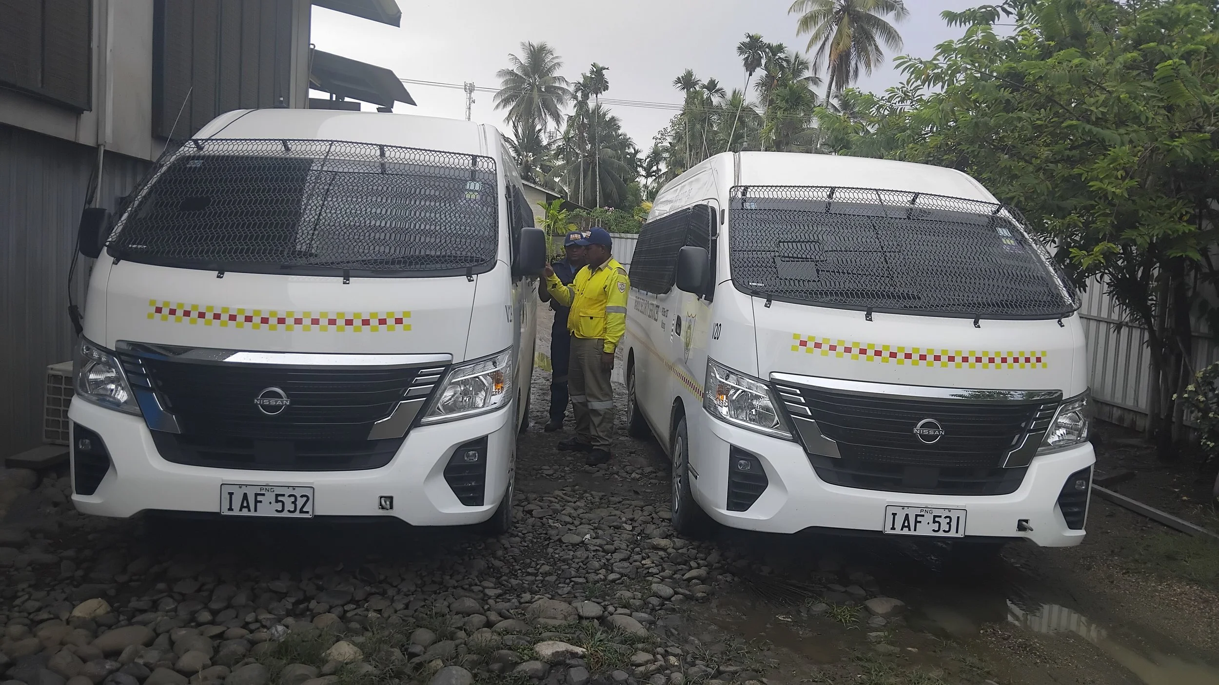 Taking delivery of two brand-new Nissan Caravans for the road ahead