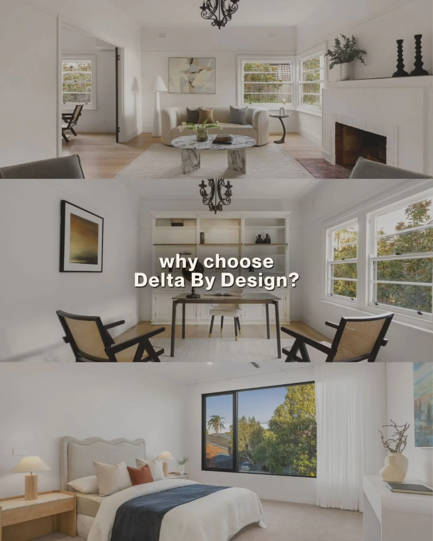 Delta By Design is more than just home staging.

Our end-to-end solution helps not only sell your home faster, but for a higher price.

Make the right choice with Delta By Design 🙌
#propertystyling #propertydesign #styling #styledhome #homestaging
