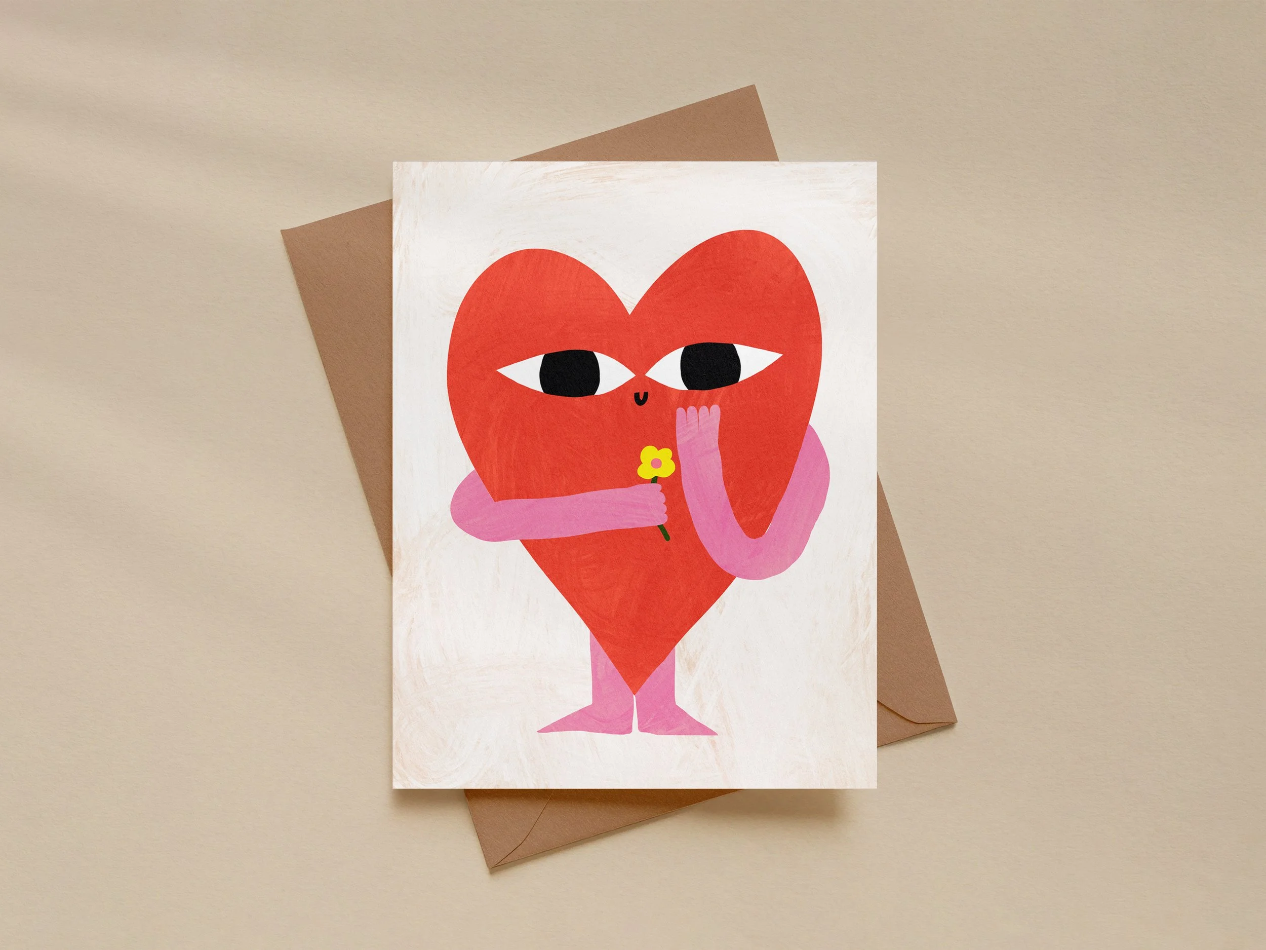 Smiling Heart with Flower – Sweet Greeting Card