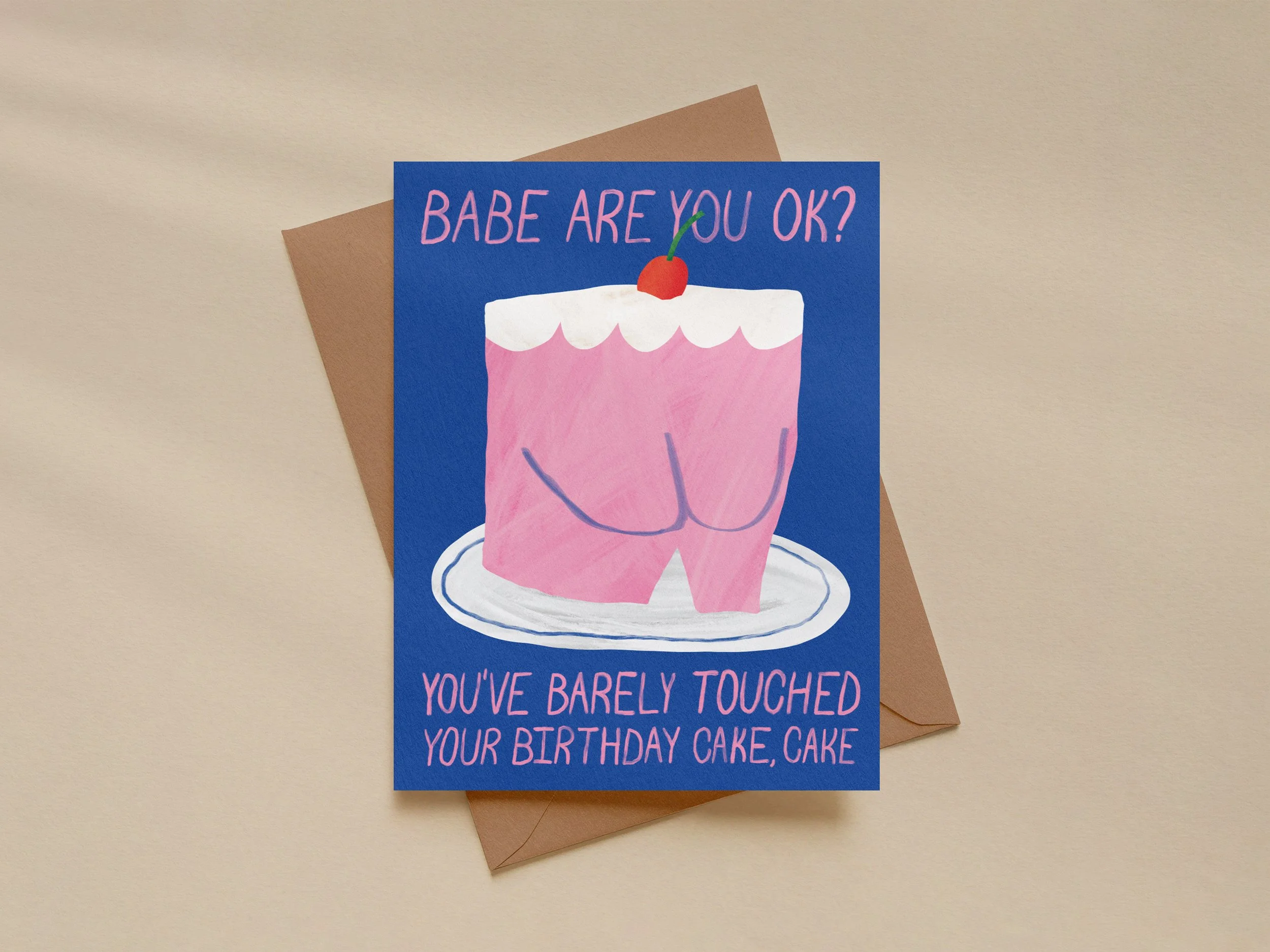Funny Butt Birthday Cake Card, Cheeky Greeting