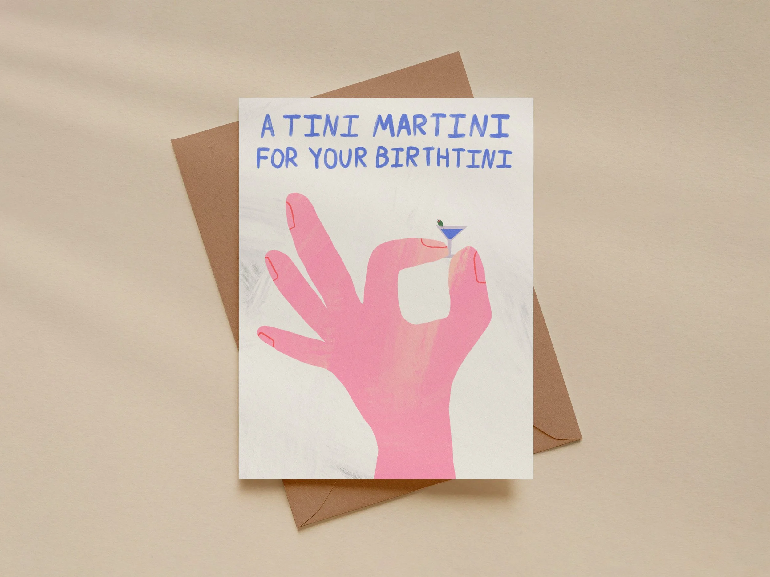 Tiny Martini Birthday Card – Playful Celebration Greeting Card