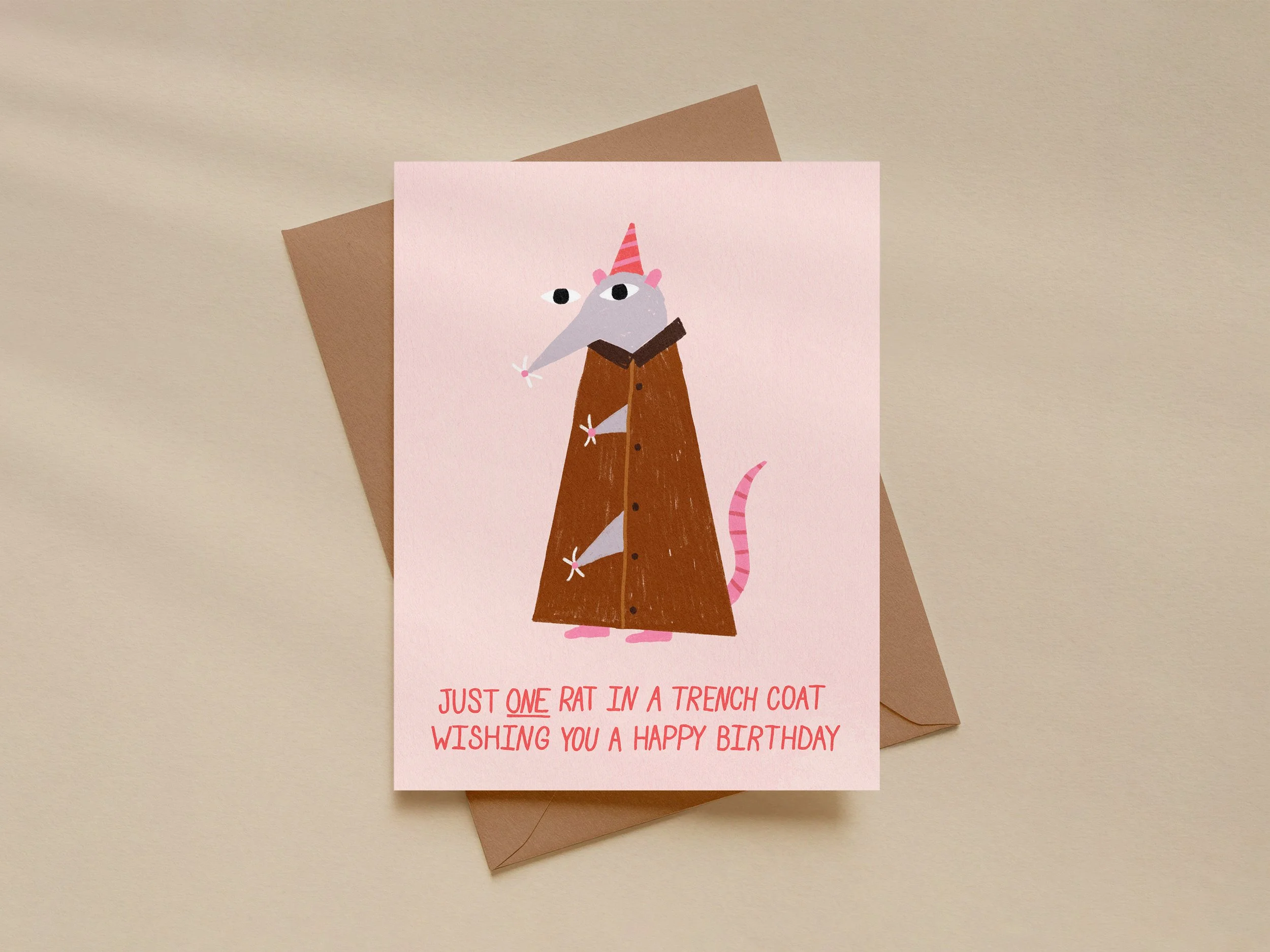 Just One Rat in a Trench Coat – Funny Birthday Card