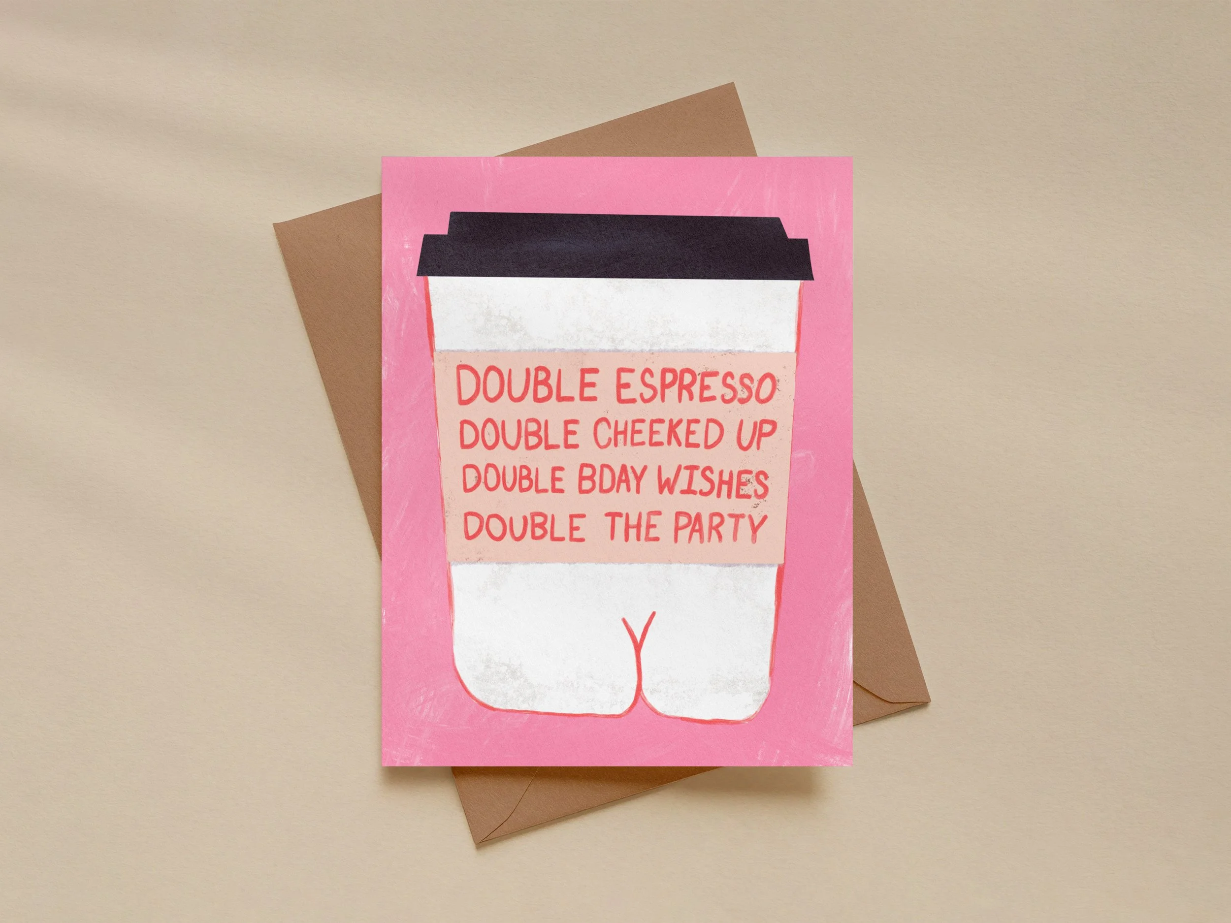 Funny Butt Coffee Birthday Card – Humorous Pun Greeting