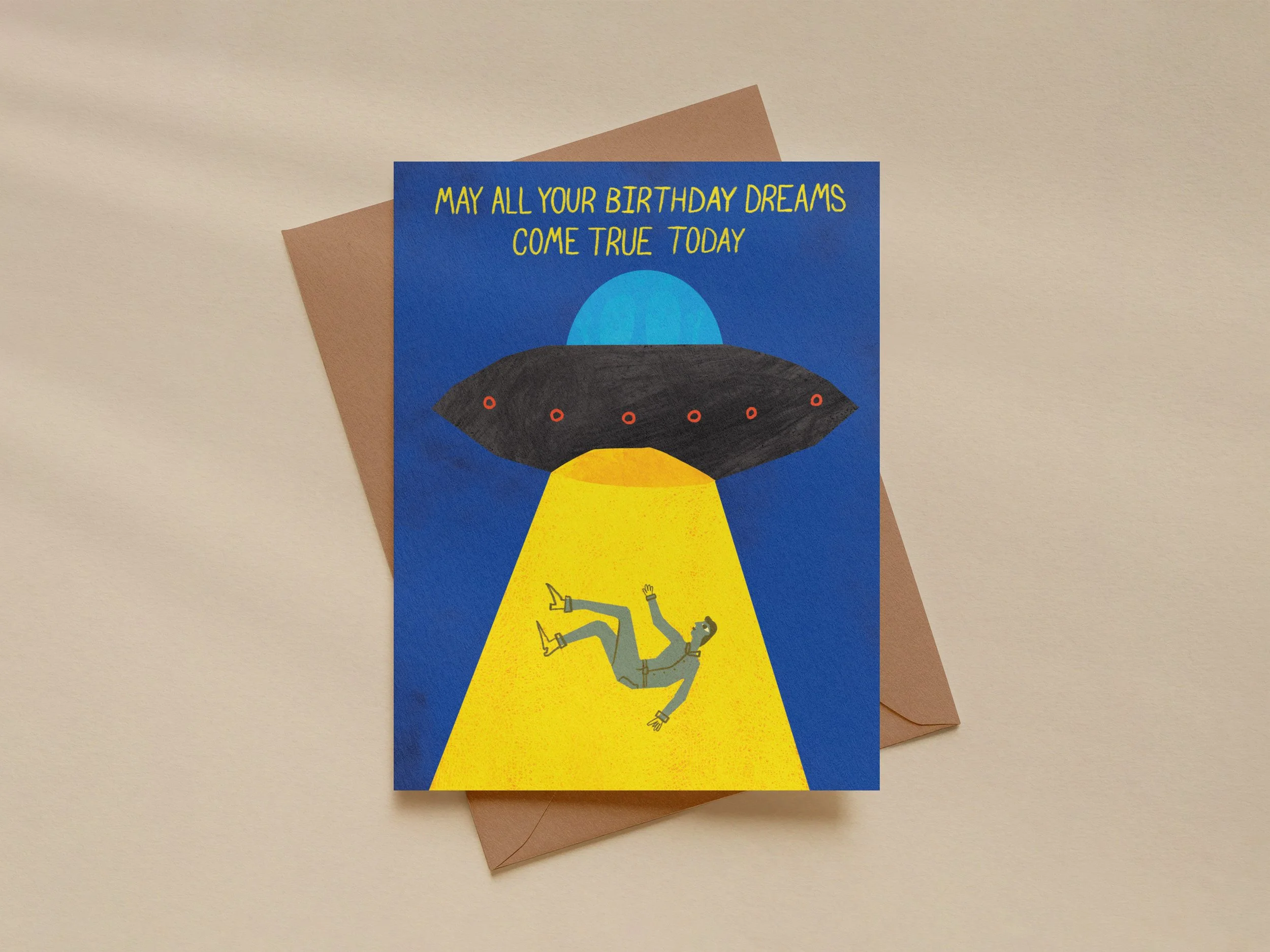 Funny Alien Abduction Birthday Card – Whimsical UFO Greeting