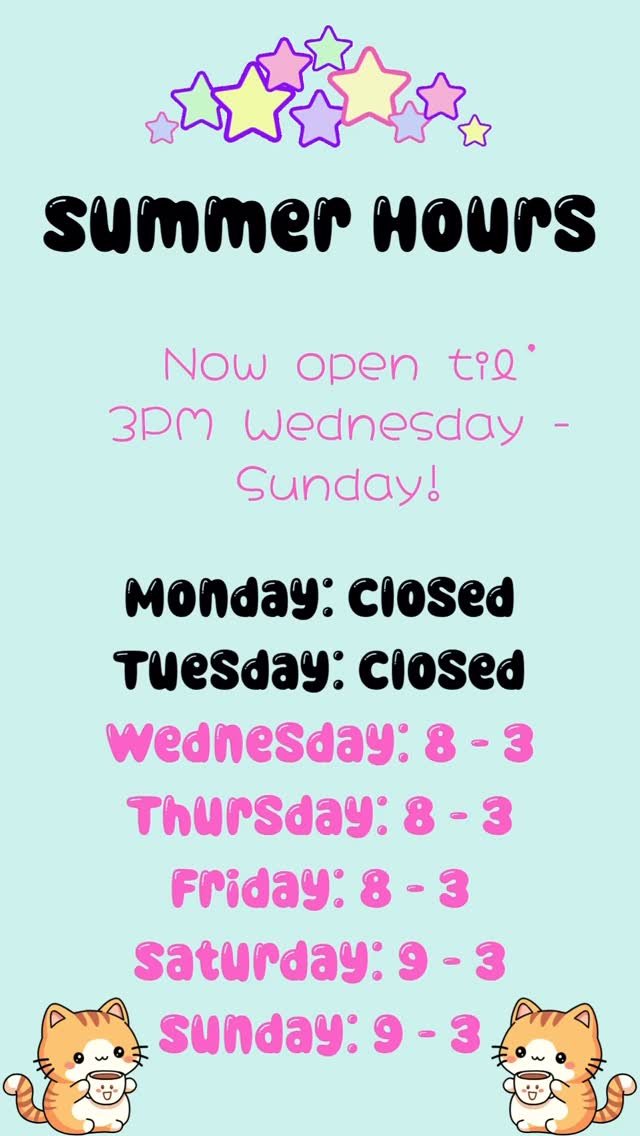 The feedback has been “stay open later please!”
I hear you😊. Now open til’ 3 PM Wednesday - Sunday ☕️🍵☕️