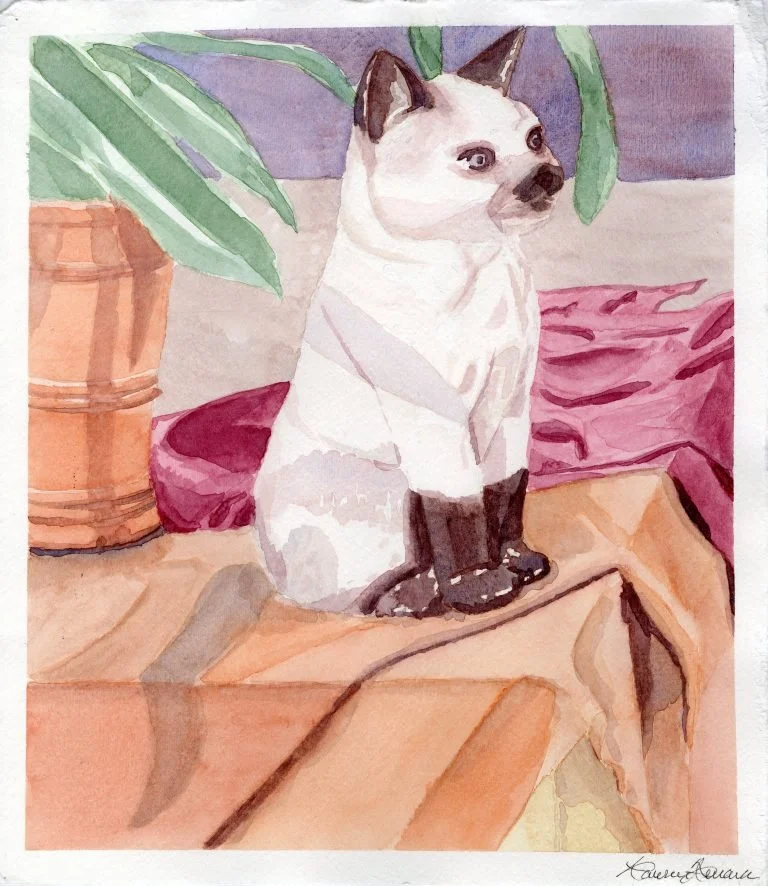 Lauren Ferrara. Porcelain Cat, 2018. Watercolor paint.
