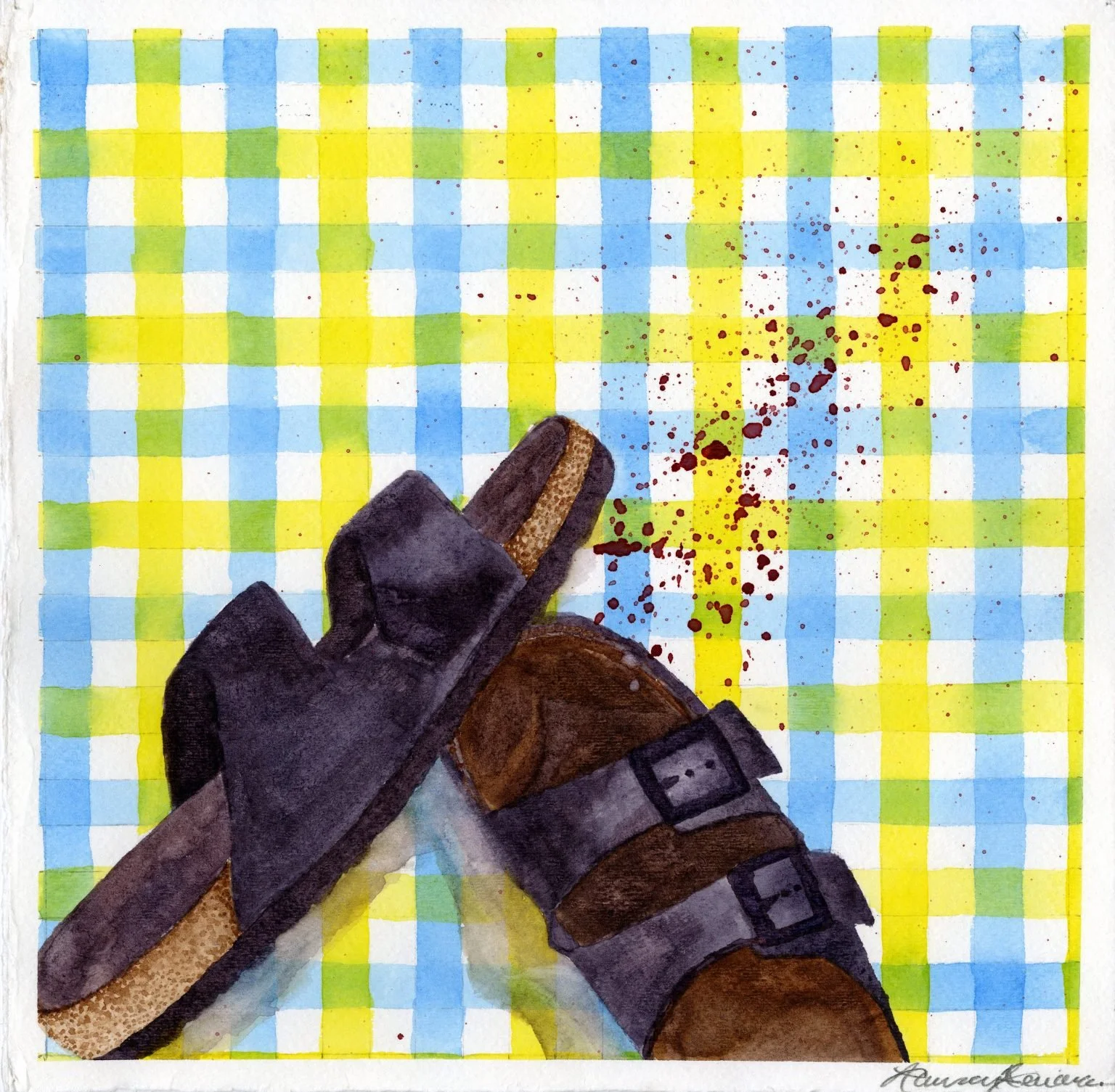 Lauren Ferrara. Picnic, Stubbed Toe. 2018. Watercolor paint.