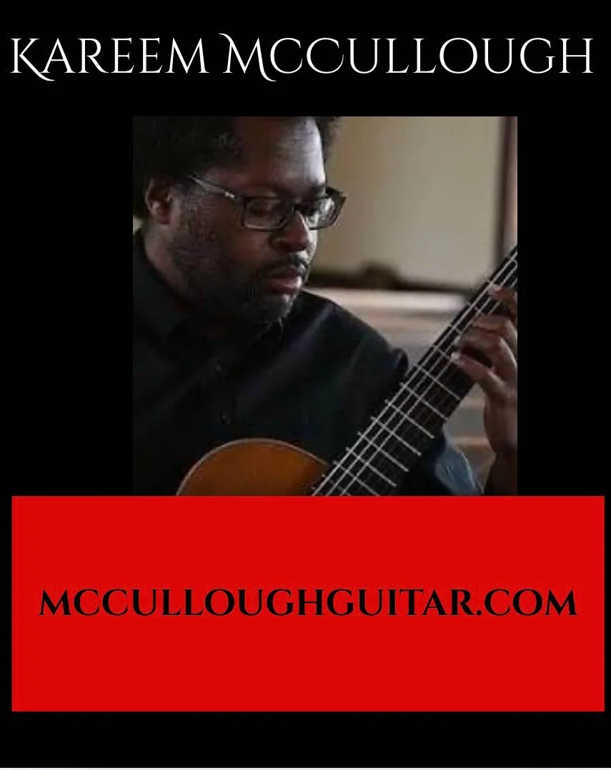 Contact composer for scores.
kareem.mccullough89@gmail.com, https://www.mcculloughguitar.com/contact