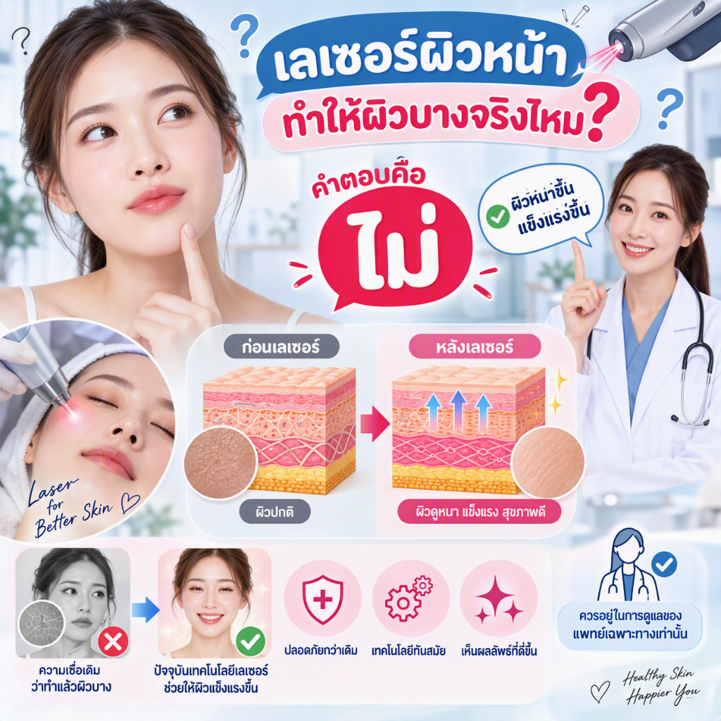 เลเซอร์ผิวหน้าทำให้ผิวบางจริงไหม