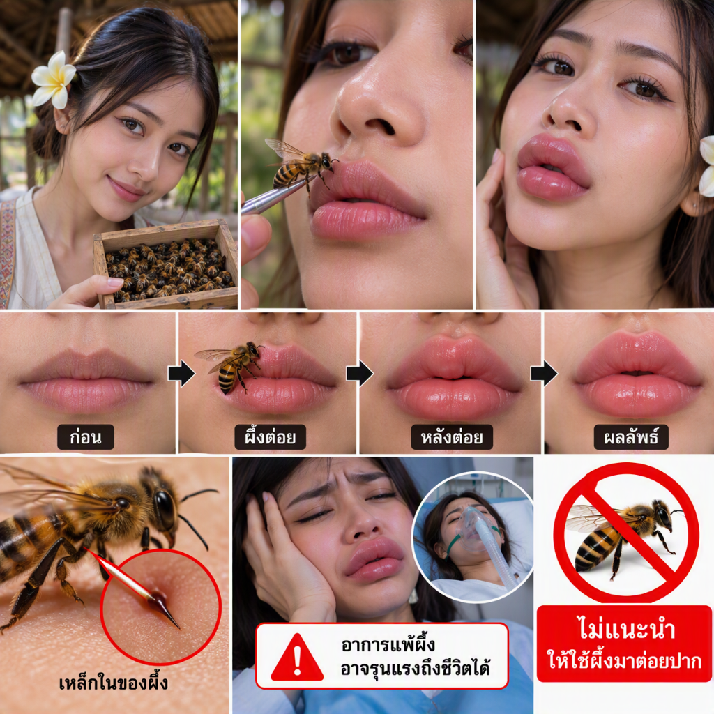 อันตราย นำผึ้งต่อยหวังรูปปากกระจับ