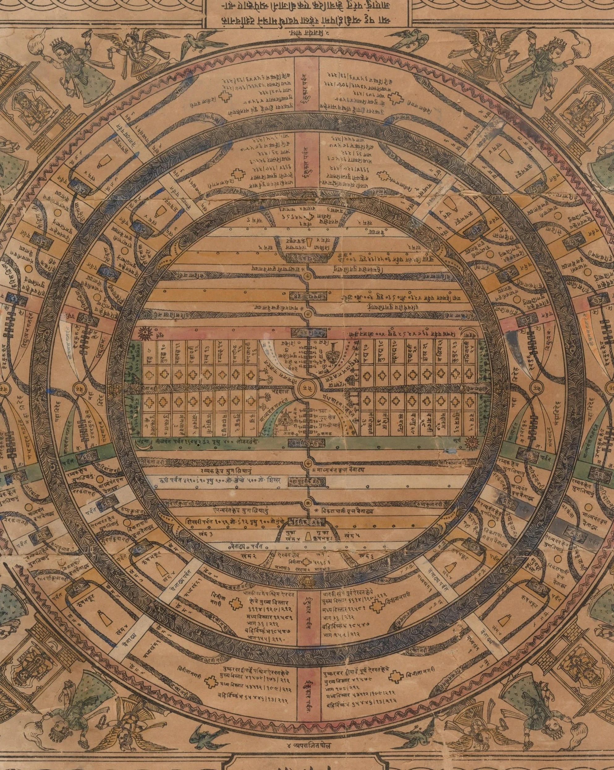 Jain map of the cosmos with Mount Meru at the center, 19th century CE