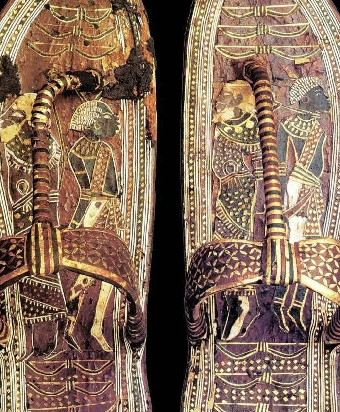 Sandals of Tutankhamun, depicting bound racialized subjects of the empire