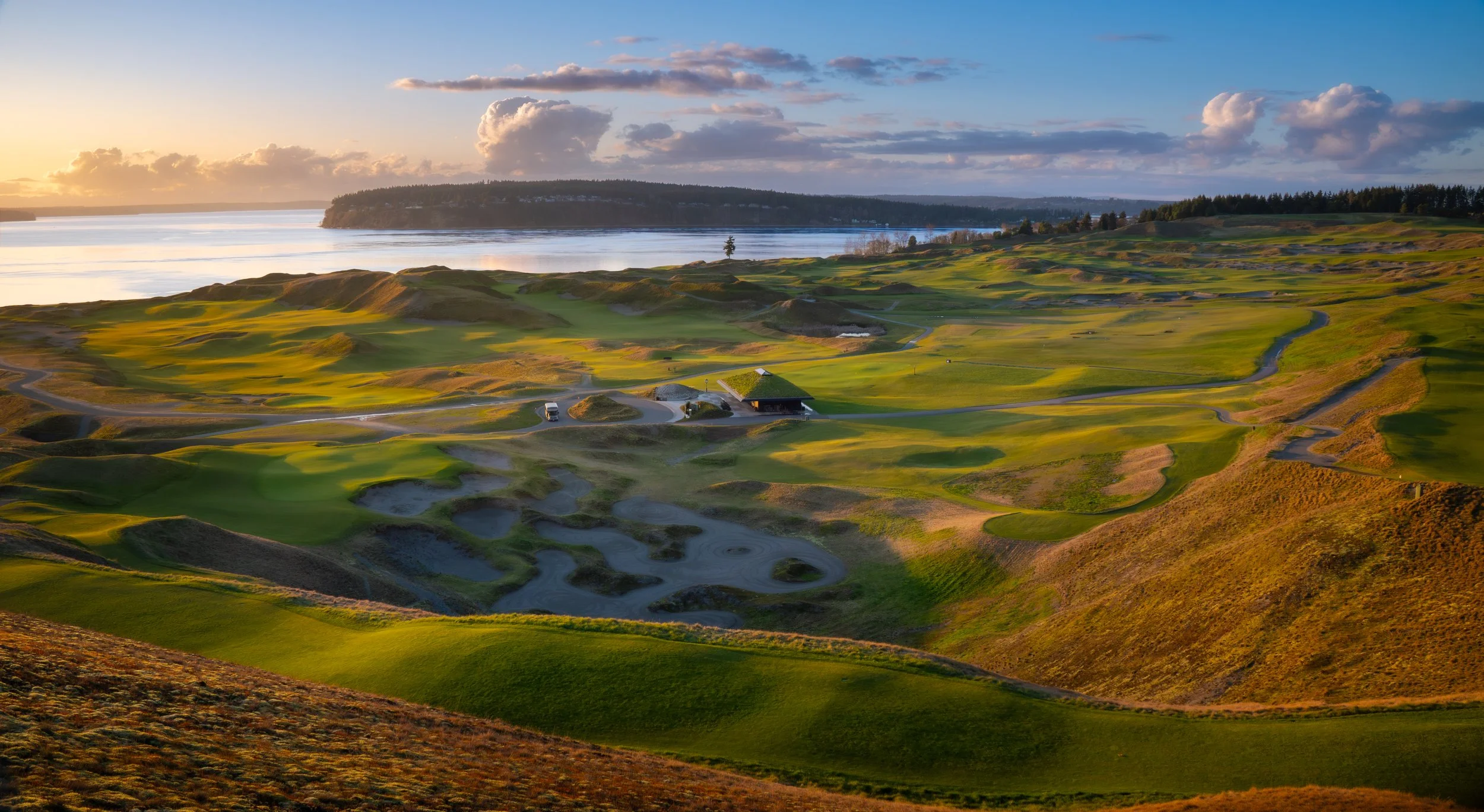 Always beautiful Chambers Bay Golf Course. The play of the evening light on the dunes here never gets old. 