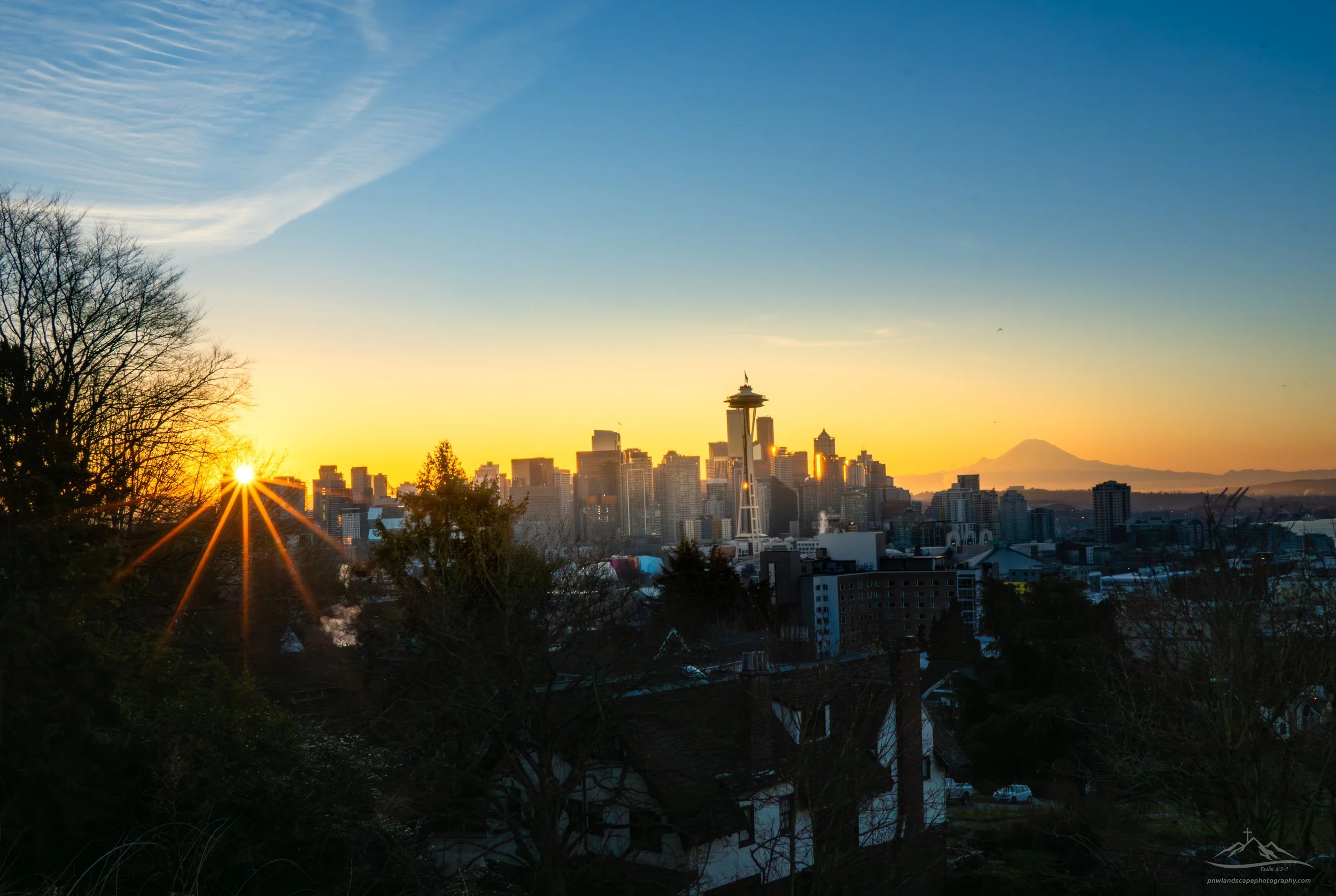 Breaking dawn over the Seattle skyline on a cold January morning. Simply breathtaking.