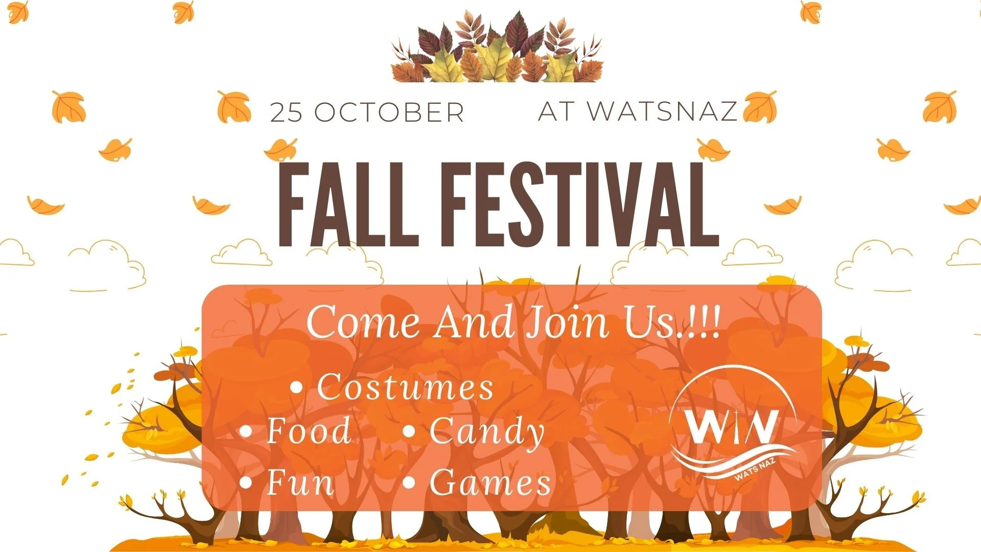 Fall Festival – October 25, 5–7PM at WatsNaz