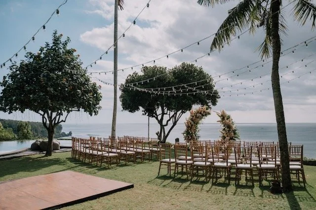 tropical clifftop wedding setup bali