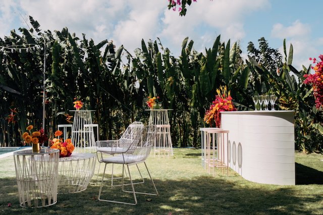 bali wedding cocktail setup