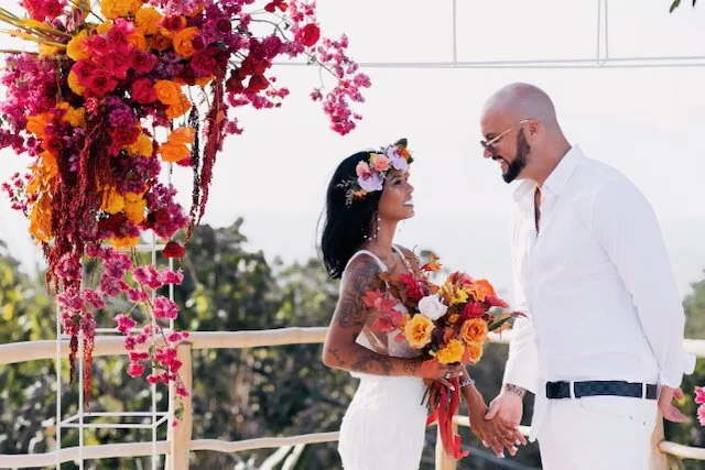bride groom arch bali wedding