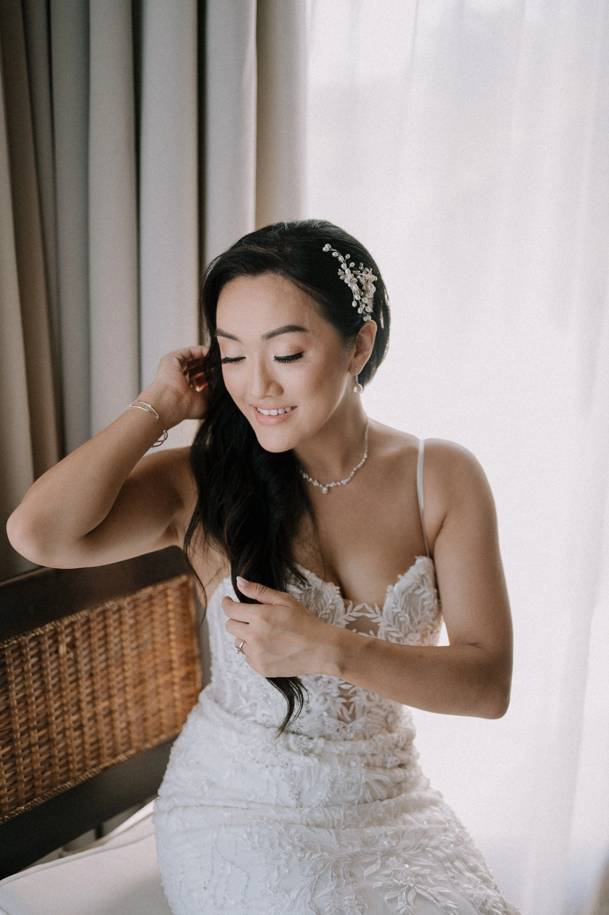 bride wedding dress preparation