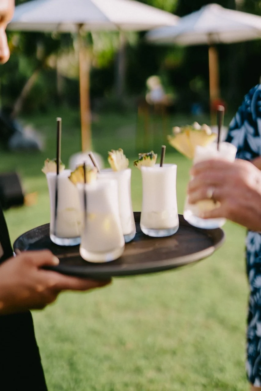 Signature cocktails served during cocktail hour at the wedding reception.