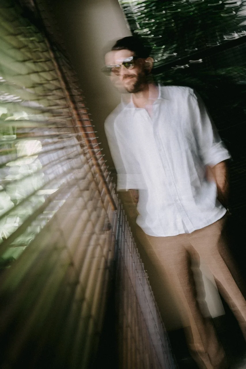 Groom portrait with creative motion blur before the Bali wedding ceremony.