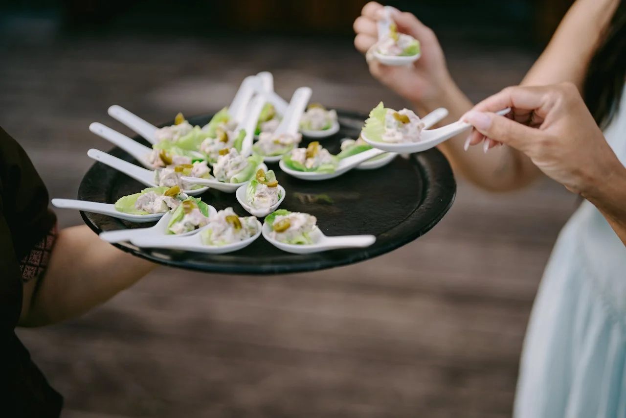 Fresh canapés served during cocktail hour at the Bali wedding.