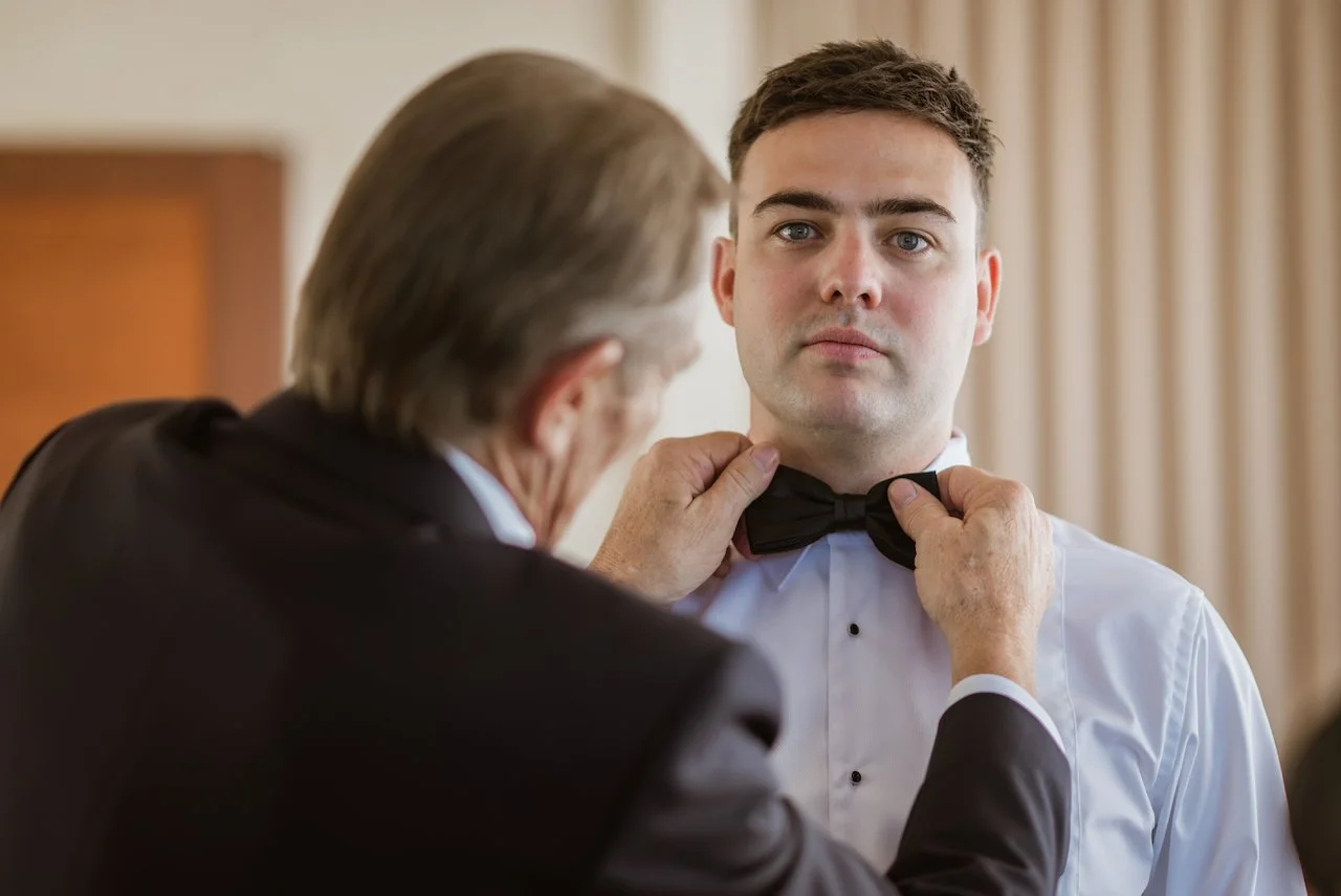 Groom getting ready before the wedding ceremony