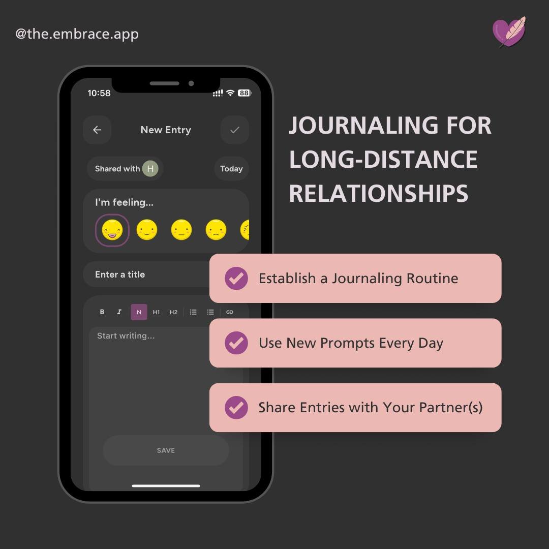 Long-distance relationships come with their unique challenges, but journaling can be a powerful game-changer! 📖💌
.
It serves as a tool to maintain intimacy and connection despite the miles that separate you. Dedicated journaling lets you share your