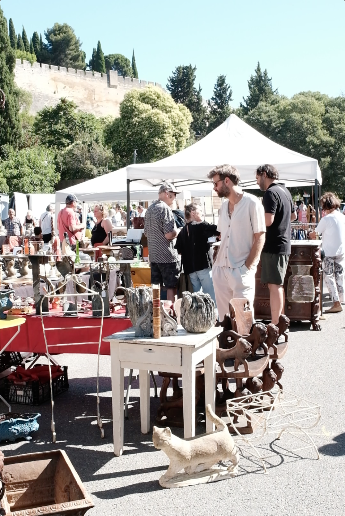 The Avignon antique market beside Fort Saint-André