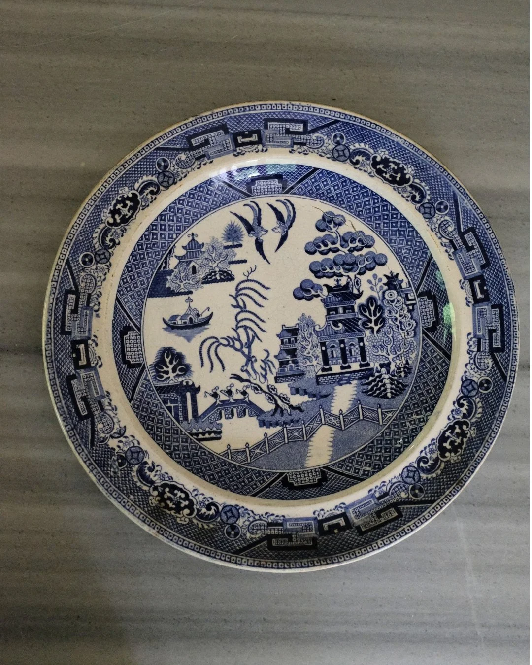 Antique ironstone plate, crown backstamp