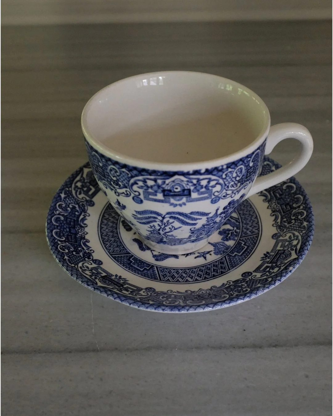 Old Willow cup and saucer, English Ironstone