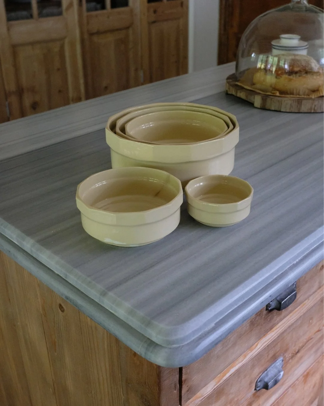 Graduated ivory stacking bowls, set of five