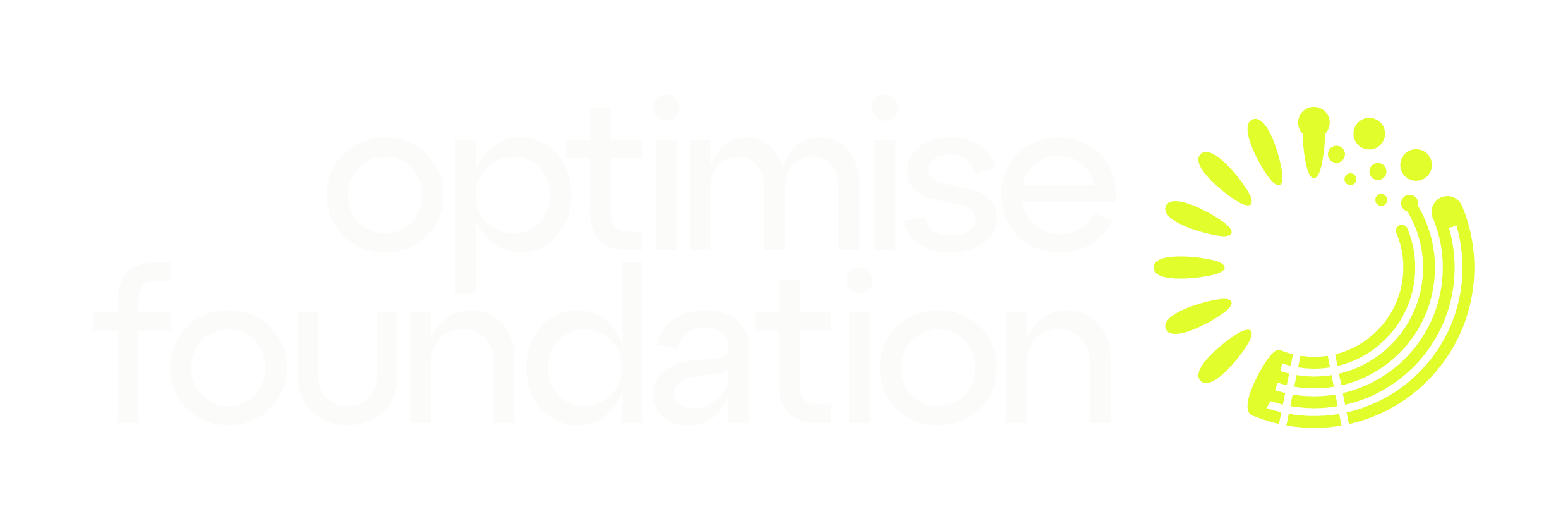 Logo with the words 'optimize foundation' in white text on a black background, with a green curved design on the right side.