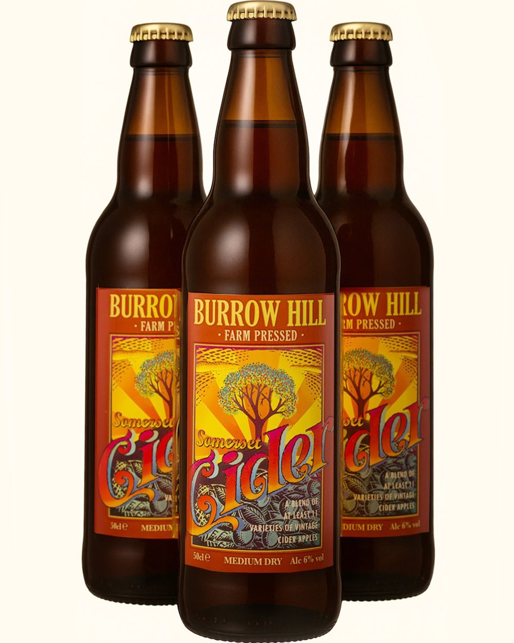 You may have noticed that our classic Burrow Hill cider is now in brown bottles. We are trialling brown glass because it&rsquo;s significantly more sustainable and can be made from 75% recycled material, whereas clear glass typically cannot. Brown bo