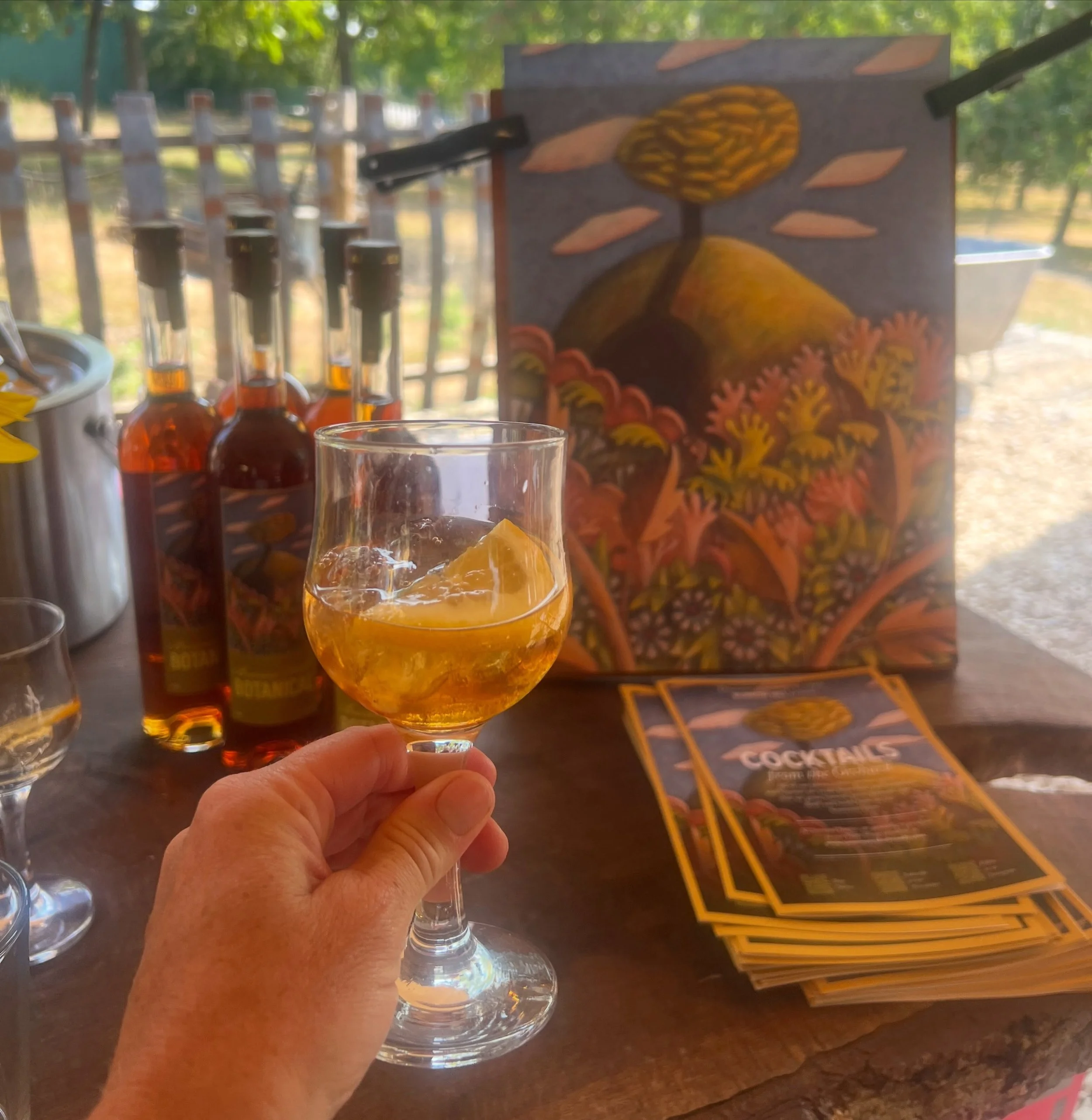 Today we have a rolling tasting of our new botanical. The perfect alternative to a vermouth but made from apples and our herb garden. 6 years in the making. Come before 1 for a complementary glass (and a croissant). All welcome.  Thank you to Tom Cla