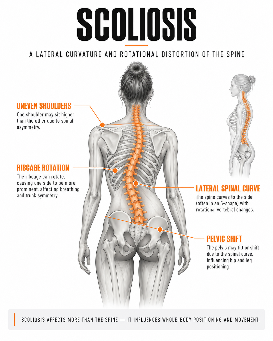 Scoliosis inforgrpahic image for functional patterns person training on the  sunshine coast