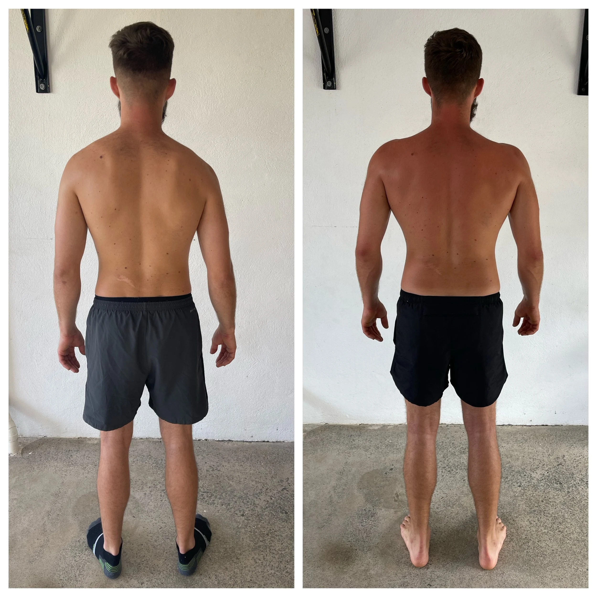 Before and after photo of a man who was strength training before he found Functional Patterns Functional Training on the Sunshine Coast