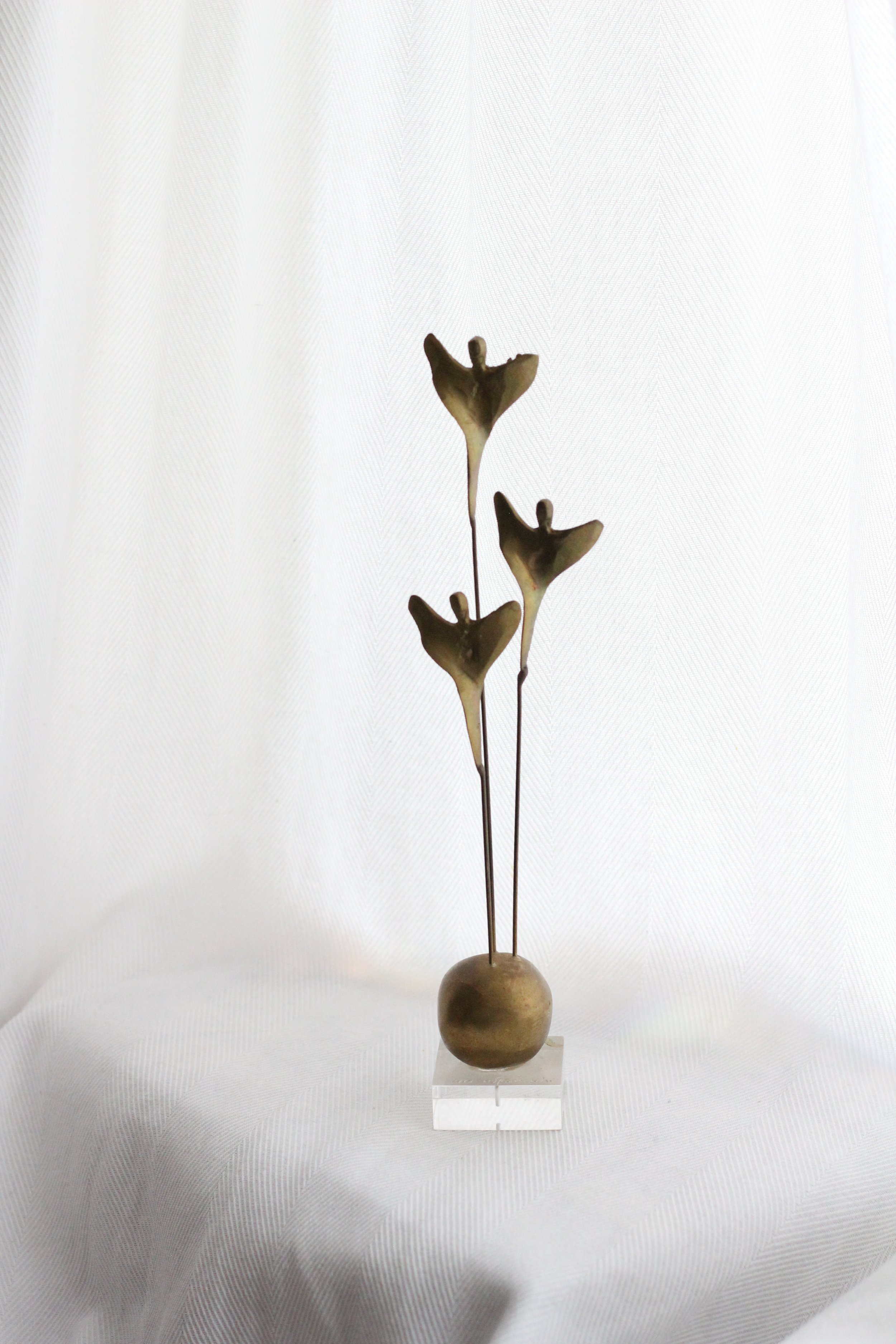 Brass and lucite angel sculpture, signed, 10/50