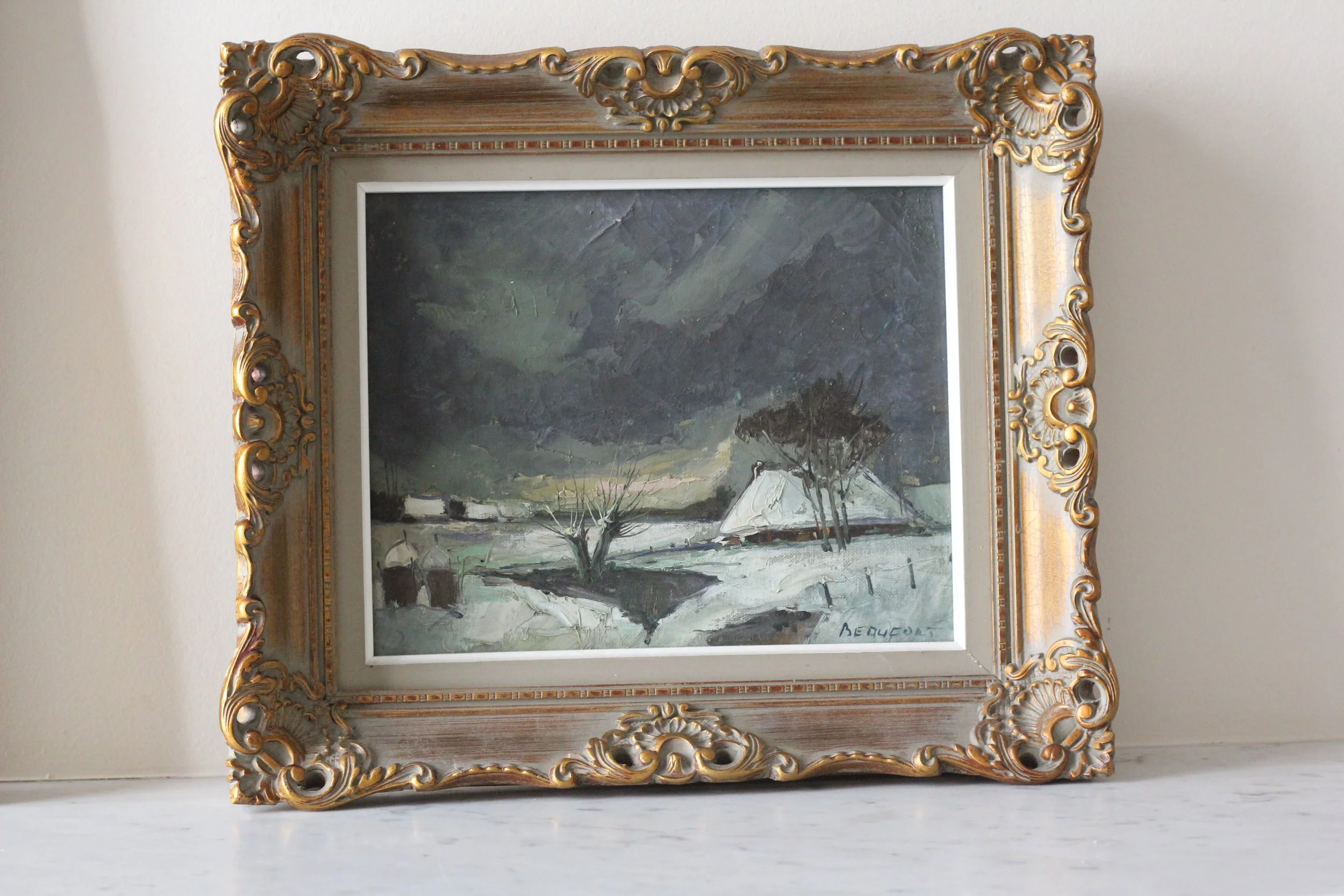Winter scene picture, framed, signed 'Beaufort'