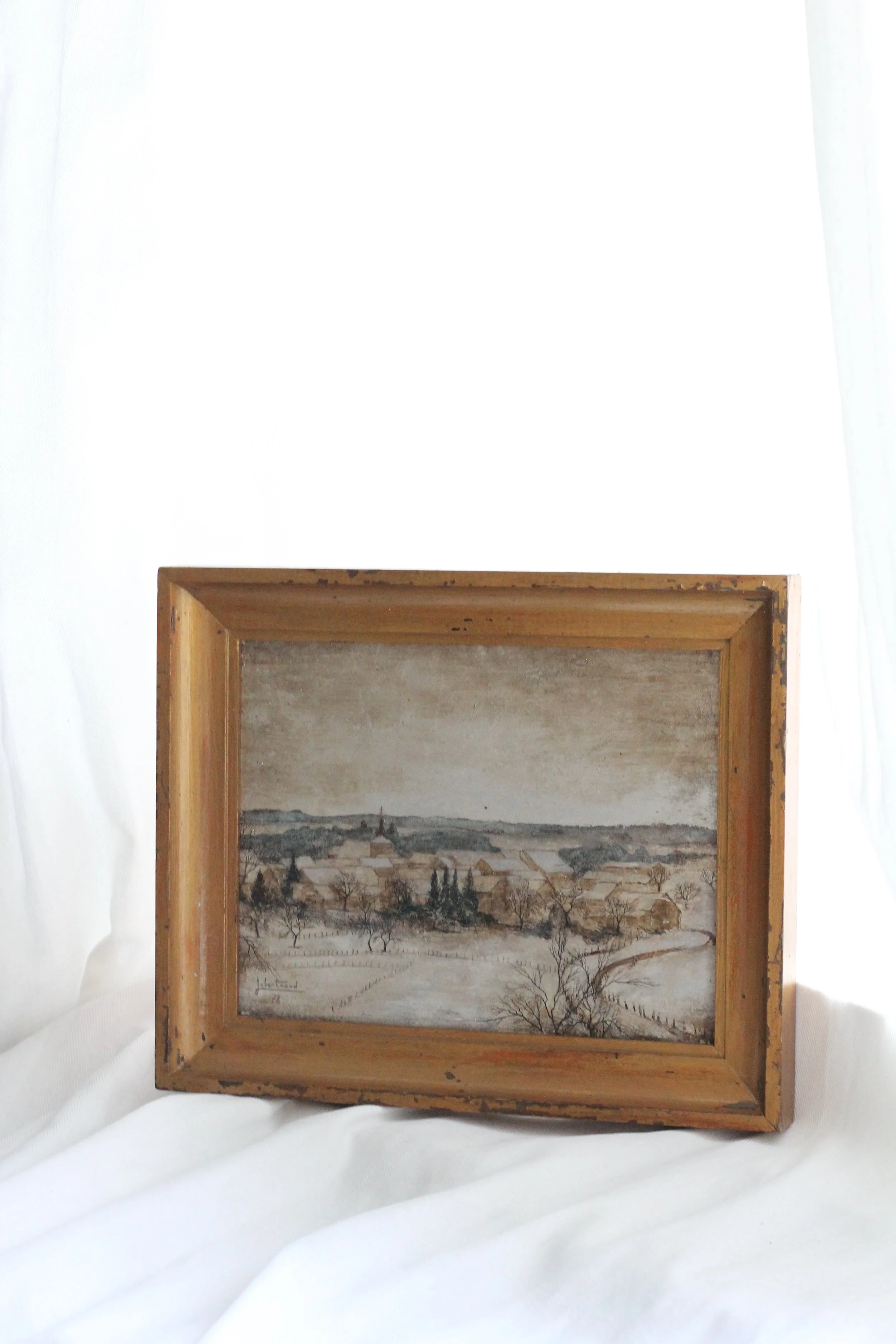 'Village de Pede' framed winter scene signed 'Bertrand Jo' 1978