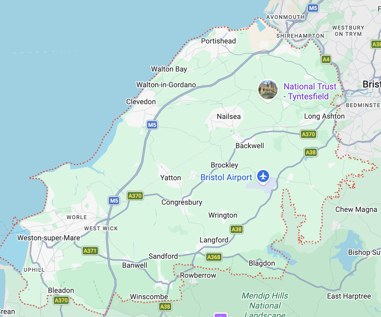 Map of North Somerset