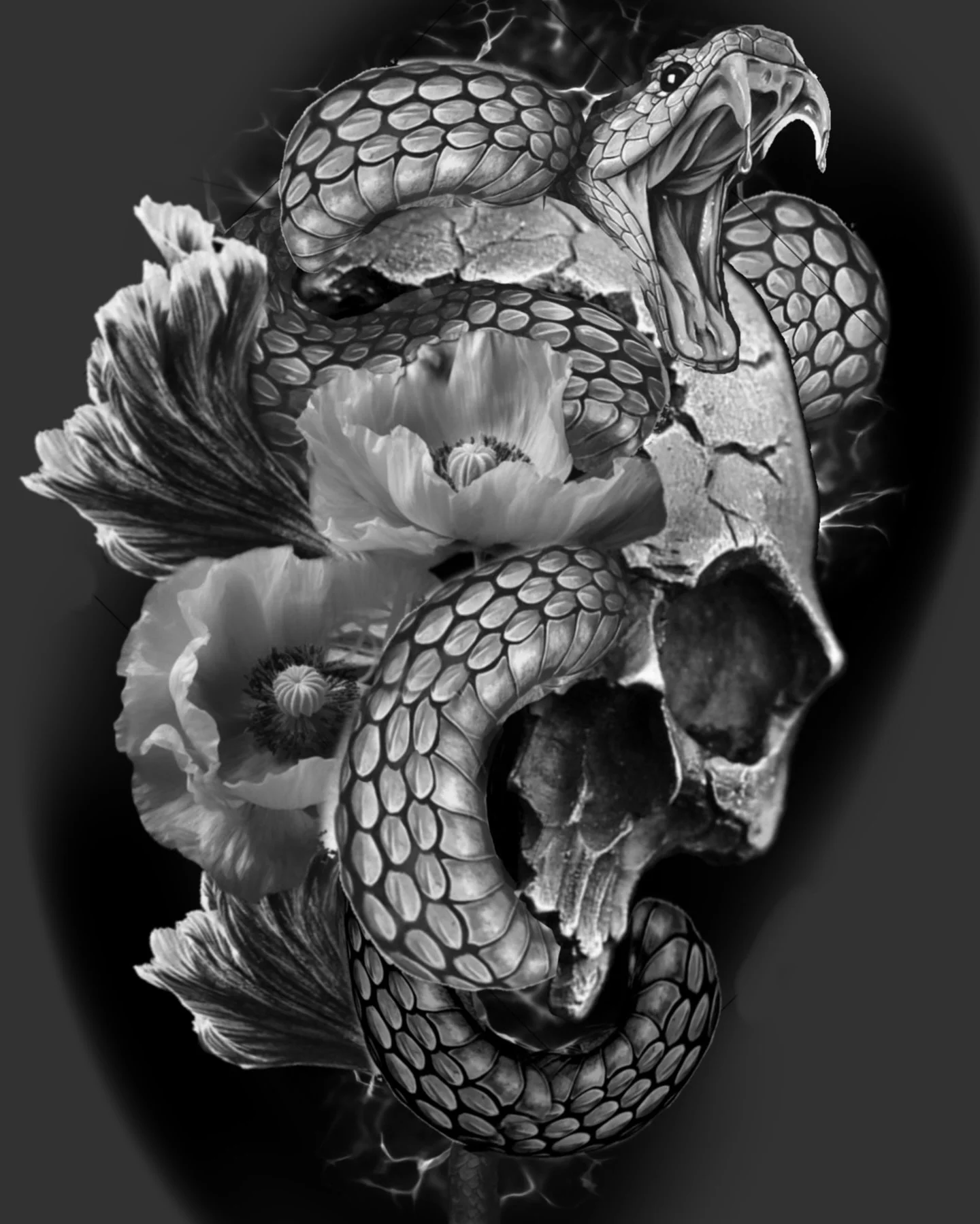 SWIPE to se the progress of this cover up 

To make this project I combined some graywash shading with some solid gray.

Playing also with some existent lines, and adding a little bit of color that blends nicely with the colors of the tattoo I covere