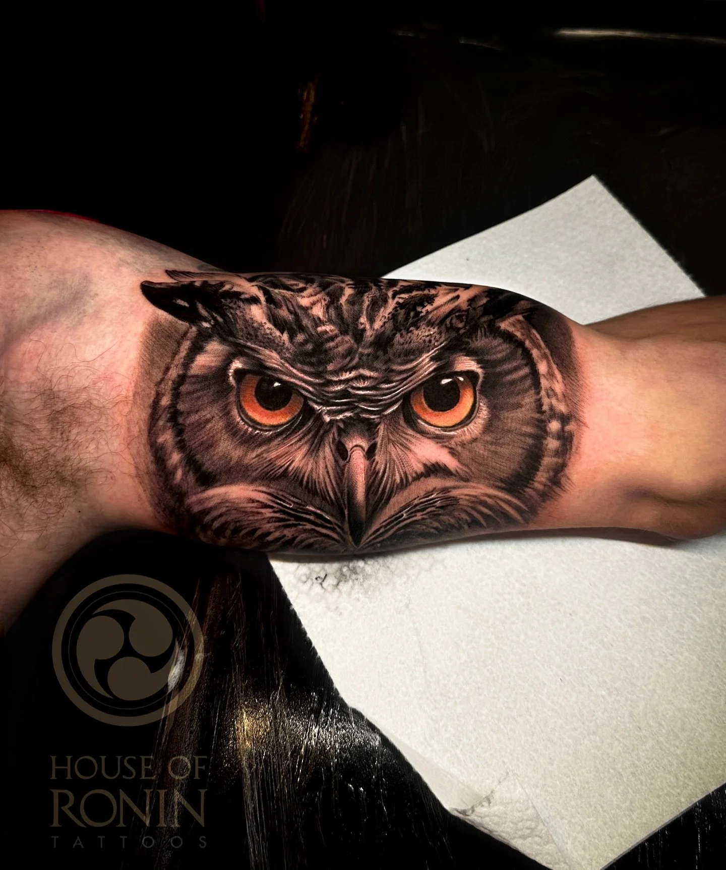 Done @house_of_ronin_tattoos 
www.houseofronintattoos.com
#tattoo #tattoos #tattooart #tattoodesign #inked #tattoooftheday #tattoolife #tattooed #realistictattoo #realismtattoo #blackandgreytattoo #owltattoo #animalart #wildlifetattoo #tattooculture 