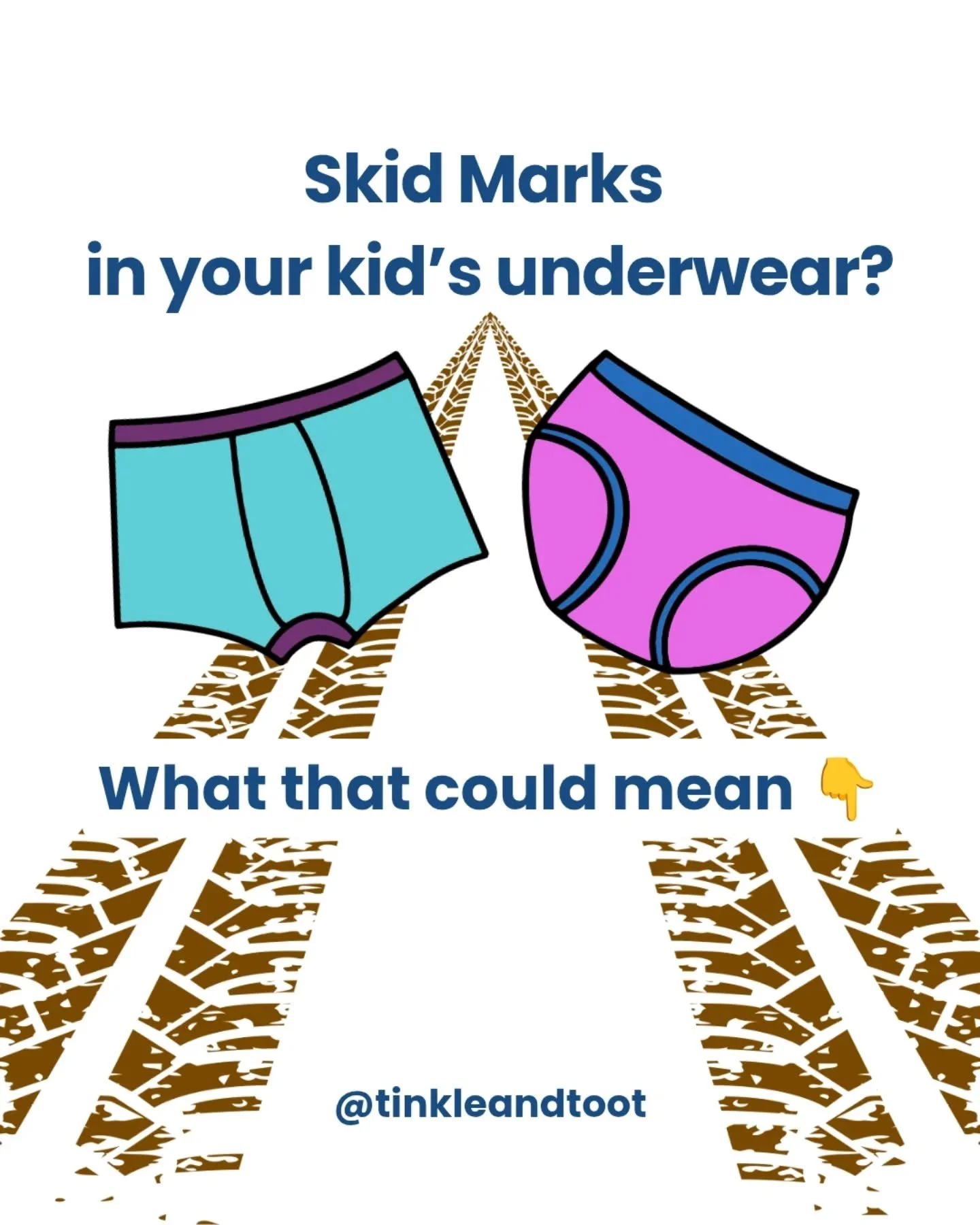 Full stop! 🛑 Skid marks are annoying. 

I've cleaned my fair share of poopy undies. And, definitely thrown some out, too. 

And a lot of parents assume it&rsquo;s just their kid being careless, lazy, or difficult... when most of the time, there&rsqu