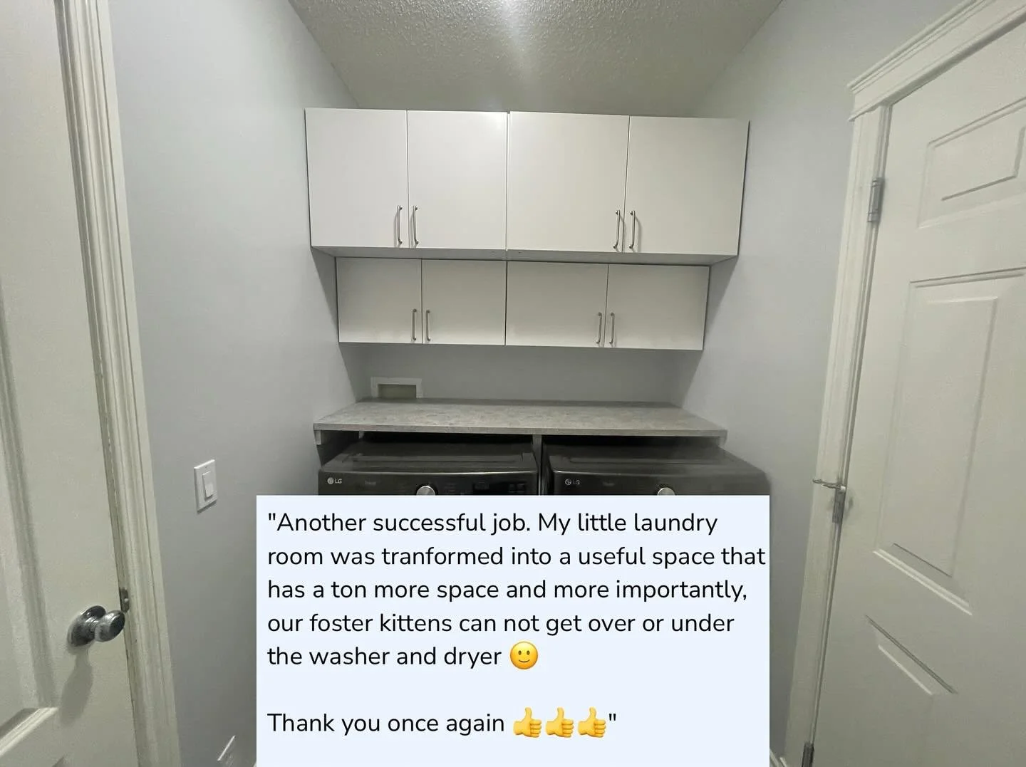 Laundry Room Makeover ✨

This is why I love what I do!

I just love when a vision comes to life and the client is so happy with the finished product.  Their laundry room went from linoleum flooring with cluttered wire racks and Rubbermaid bins to a s