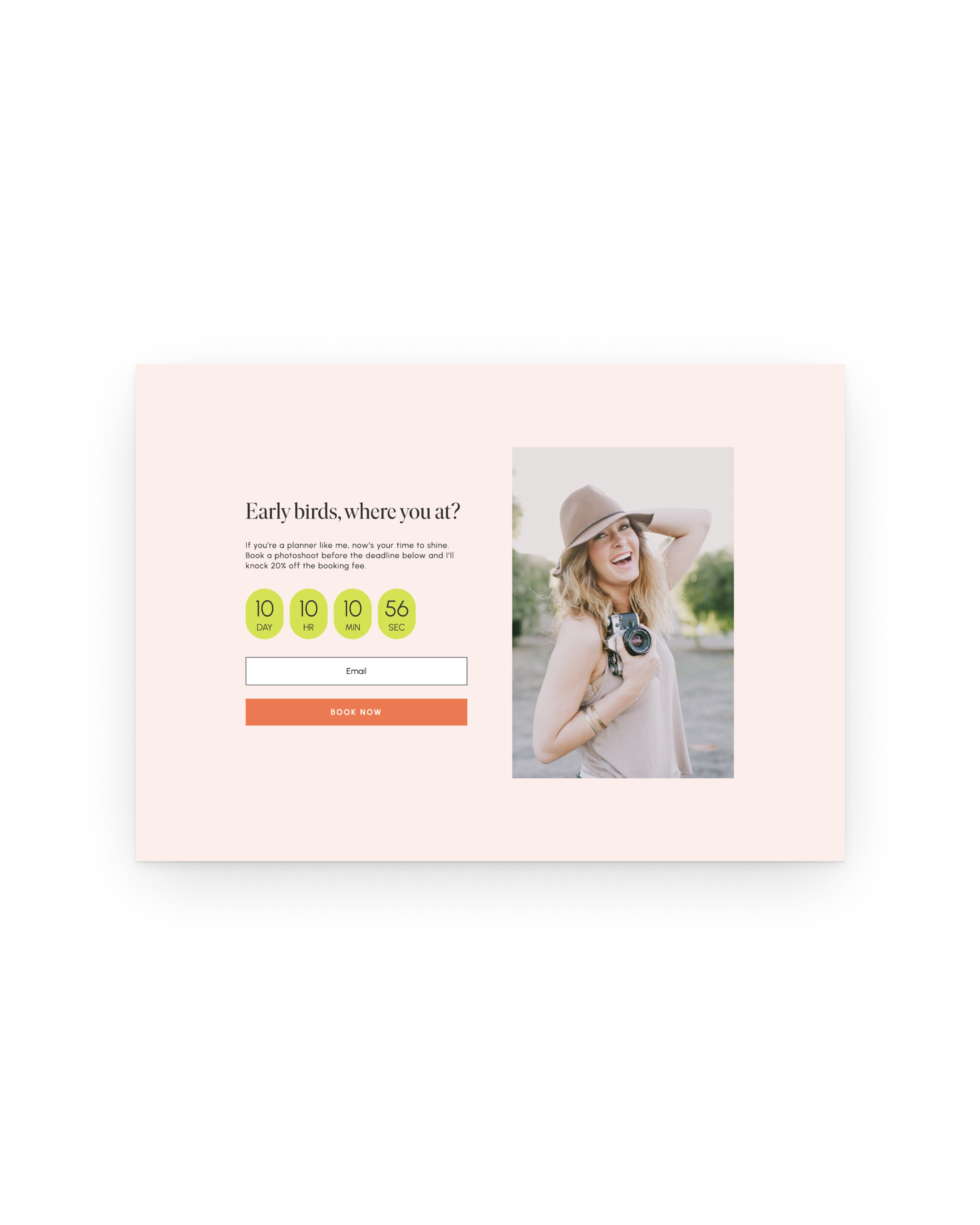 Landing page for email subscription collections