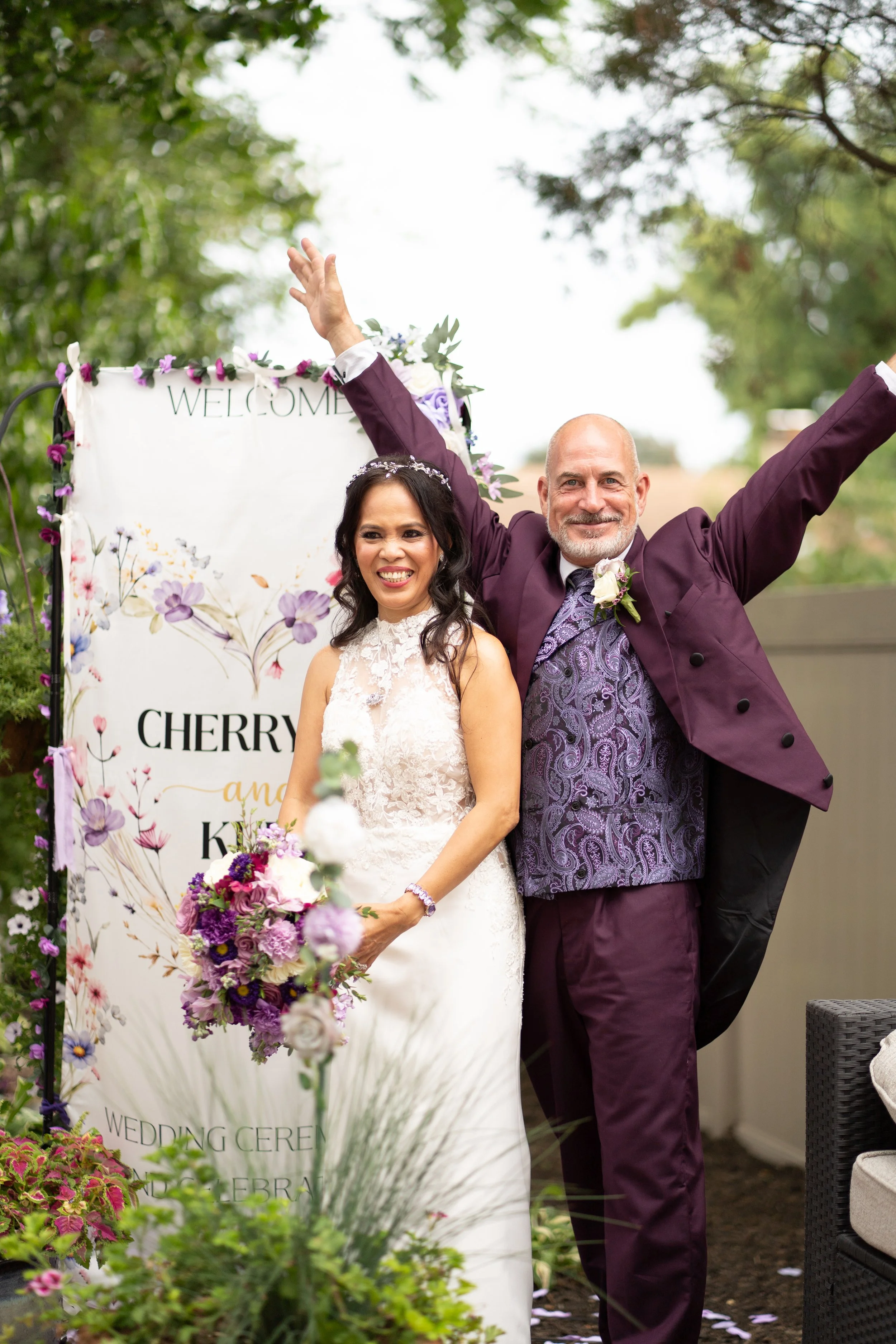 Happy bride and groom