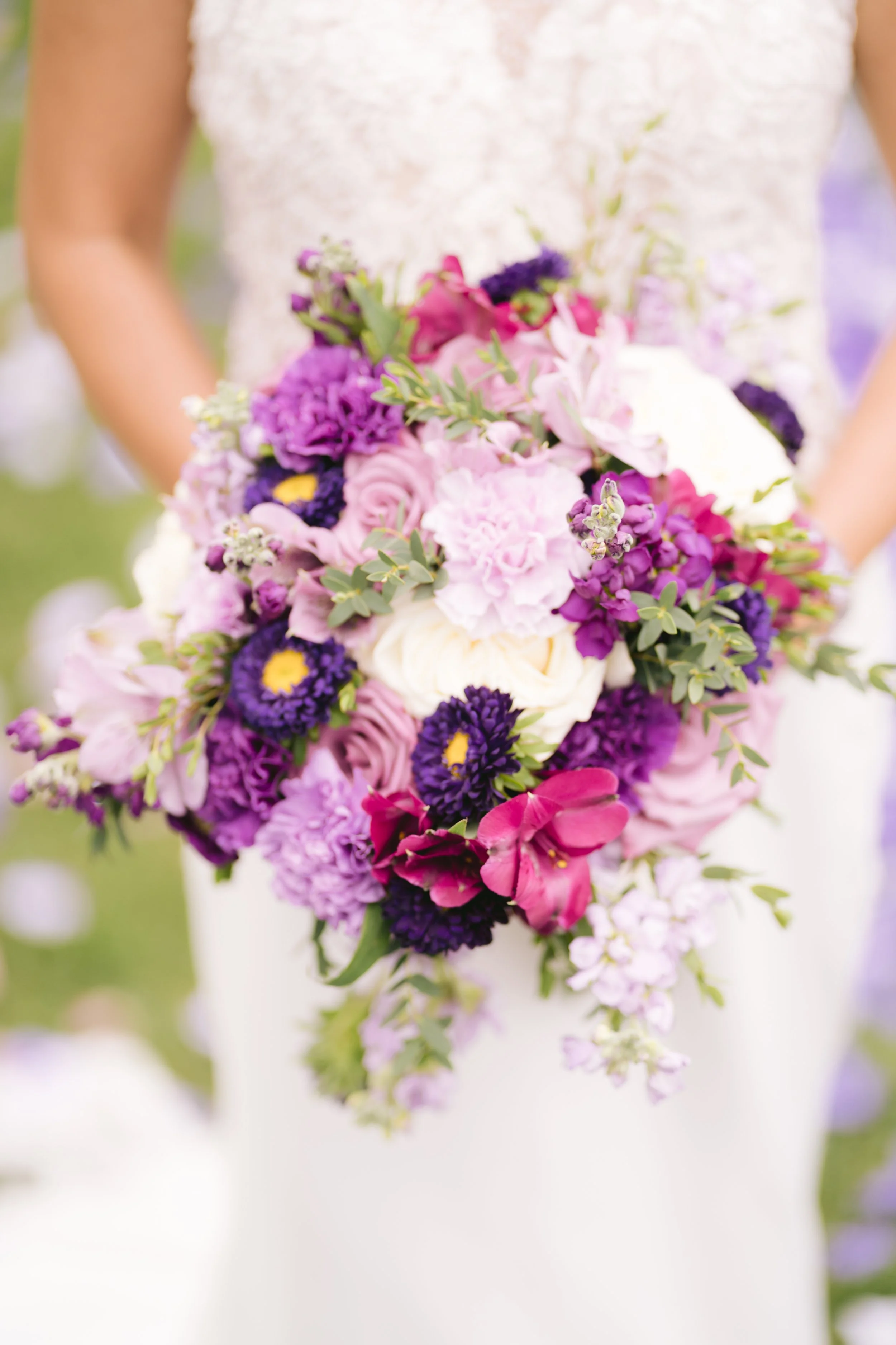 Bride holding wedding bouquet