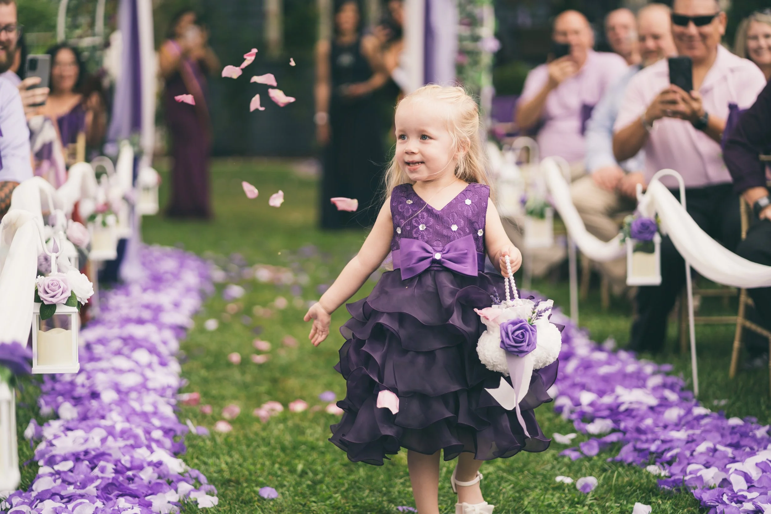 Flower girl at the garden wedding